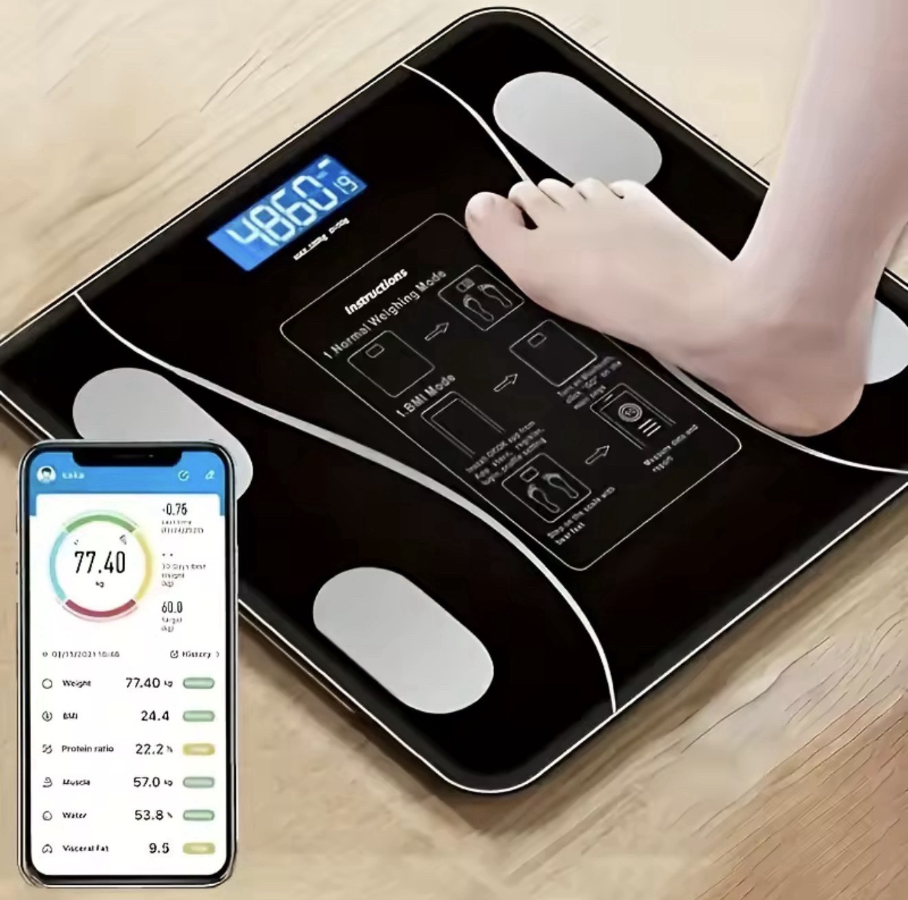 Bluetooth Body Fat Scale Digital Display USB Charging BMI Temp 180kg Black Bluetooth Body Fat Scale Digital Display USB Charging BMI Temp 180kg Black