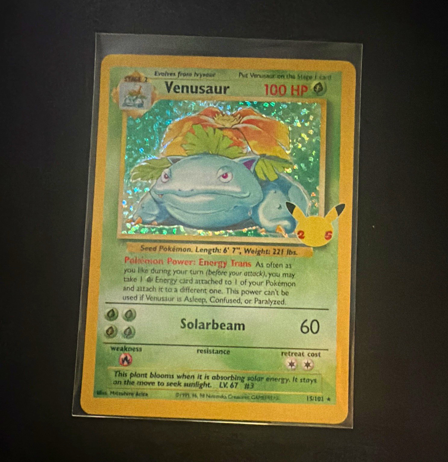 Pokemon Base Set Venusaur 15/102 Holo Rare English 1999 100 HP Pokemon Base Set Venusaur 15/102 Holo Rare English 1999 100 HP