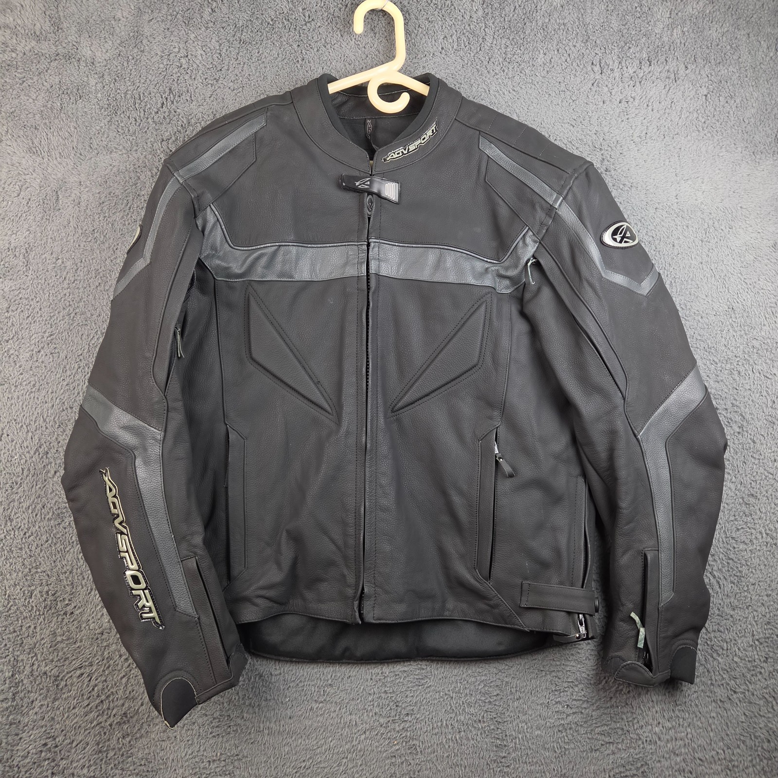 AGV Sport Motorcycles Leather Jacket Men's 46 Biker Black Riding Armor AGV Sport Motorcycles Leather Jacket Men's 46 Biker Black Riding Armor