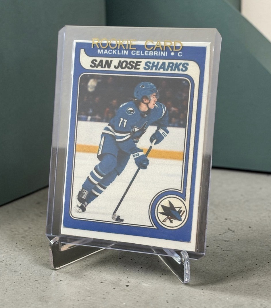 Macklin Celebrini Custom Card 1979 O-Pee-Chee Gretzky RC Style Art Card Sharks