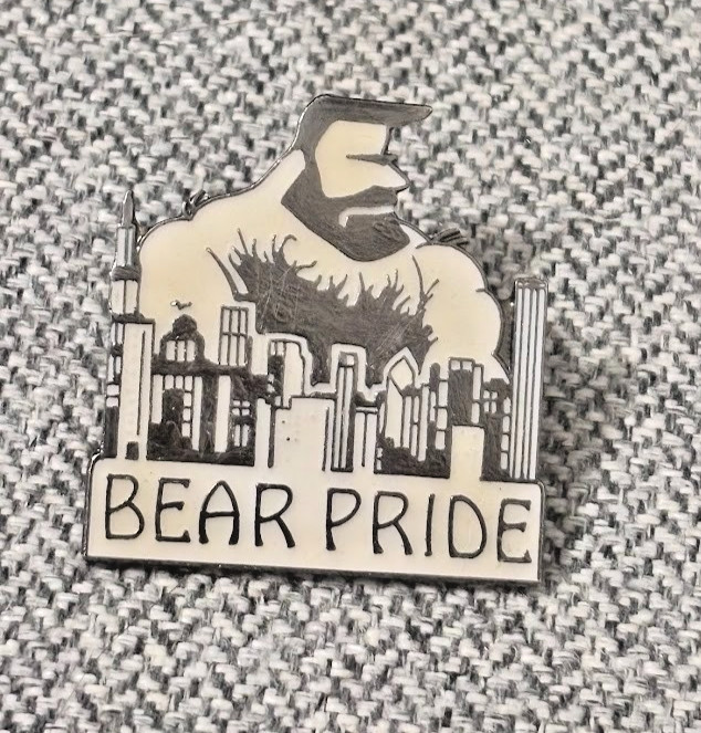 Vintage Bear Pride Chicago Skyline Enamel Pin Gay LGBTQ Bear Community ScrewBack