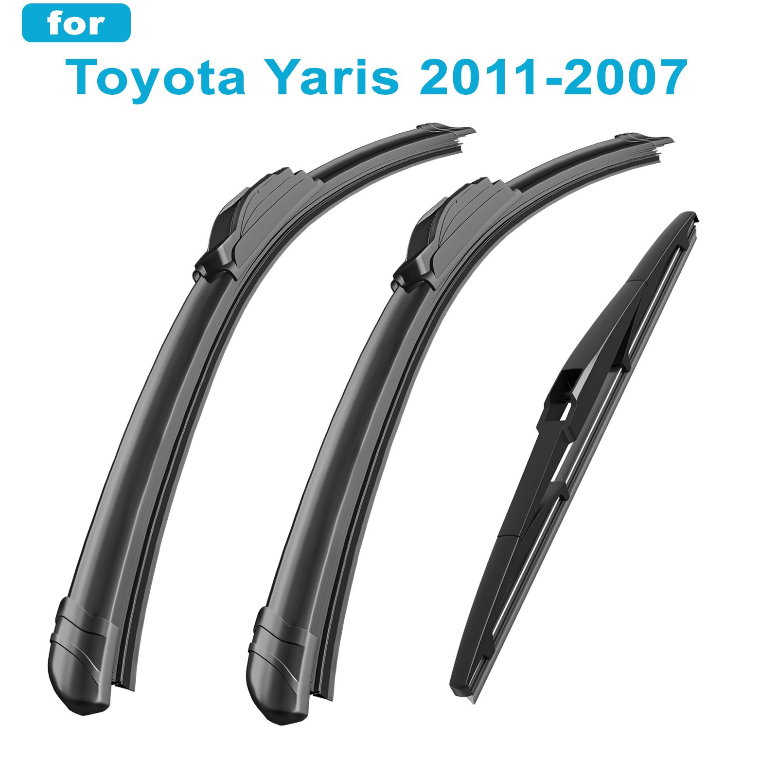 For Toyota Yaris 2011-2007 2010 Front and Rear Windshield Wiper Blades Set of 3 For Toyota Yaris 2011-2007 2010 Front and Rear Windshield Wiper Blades Set of 3