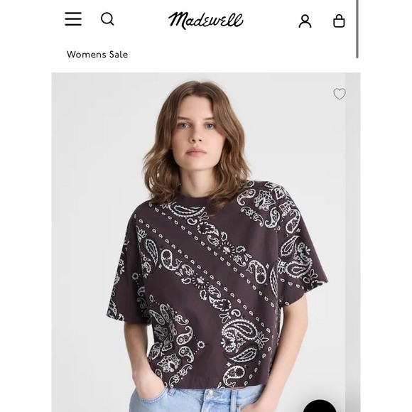 Madewell The Boxy Crop Tee in Allday Jersey - Brown and cream paisley Madewell The Boxy Crop Tee in Allday Jersey - Brown and cream paisley