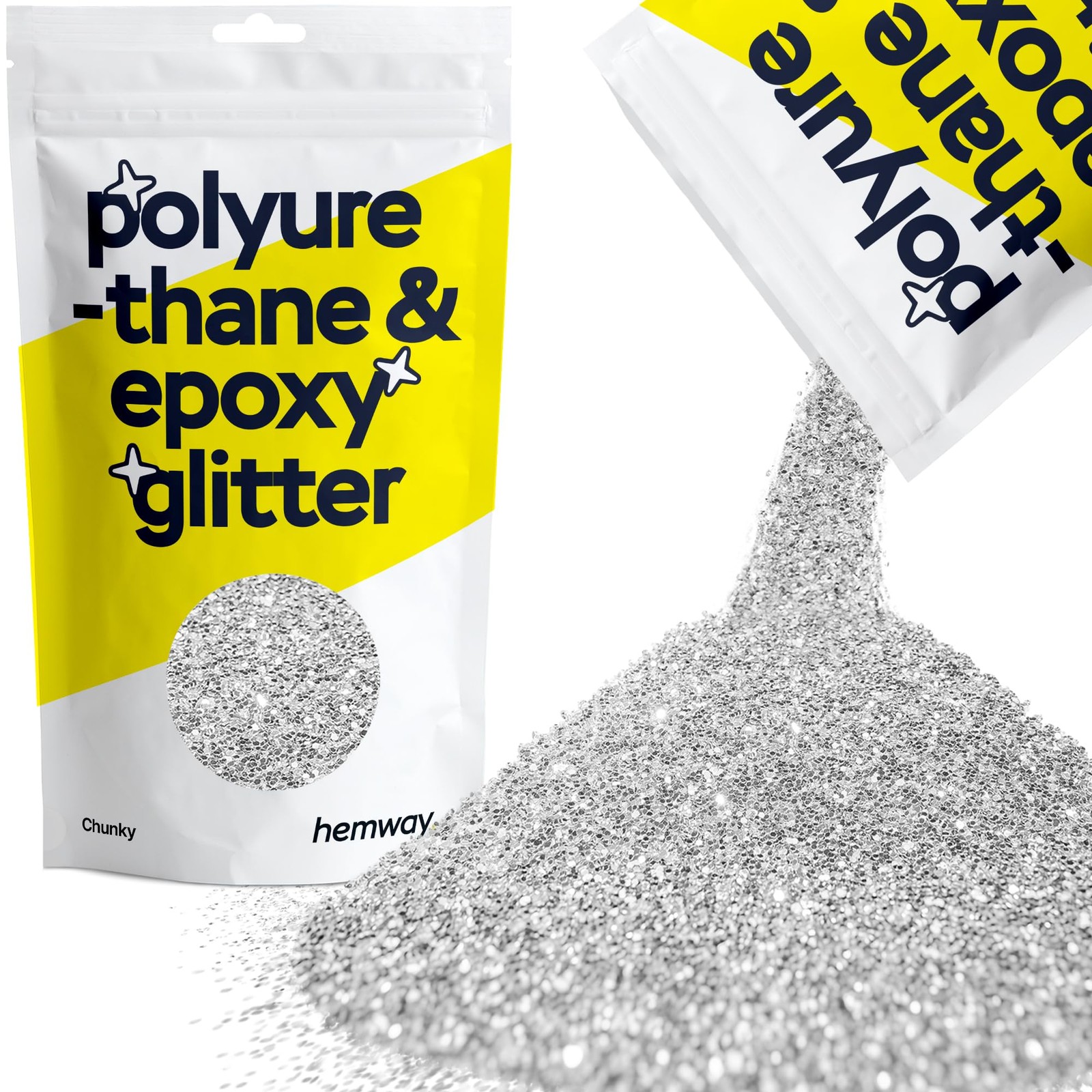 Resin Glitter Silver 100G Chunky Polyurethane & Epoxy Glitter