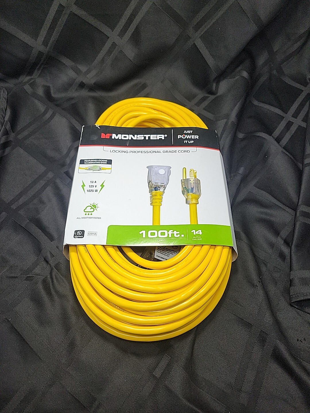 MONSTER-OUTDOOR/ALL WEATHER 100ft Heavy Duty Extension Cord 14/3 SJTW Brand New