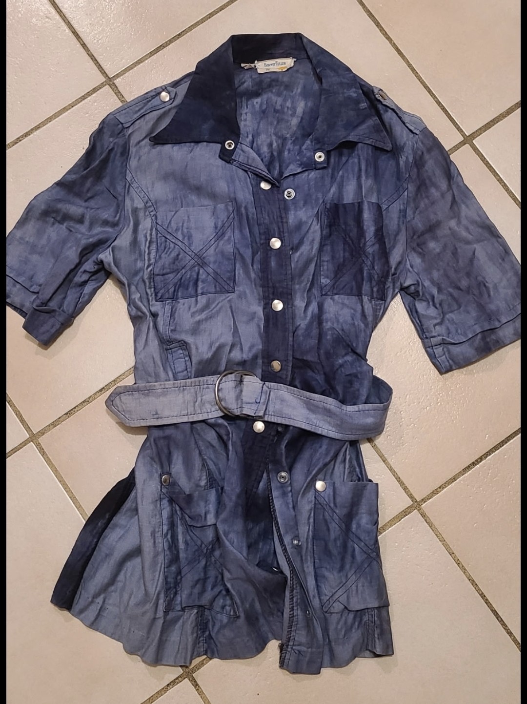 Vintage 1950s 1960s Bonwit Teller Button down Denim Shirt w Buckle Made in NYC Vintage 1950s 1960s Bonwit Teller Button down Denim Shirt w Buckle Made in NYC