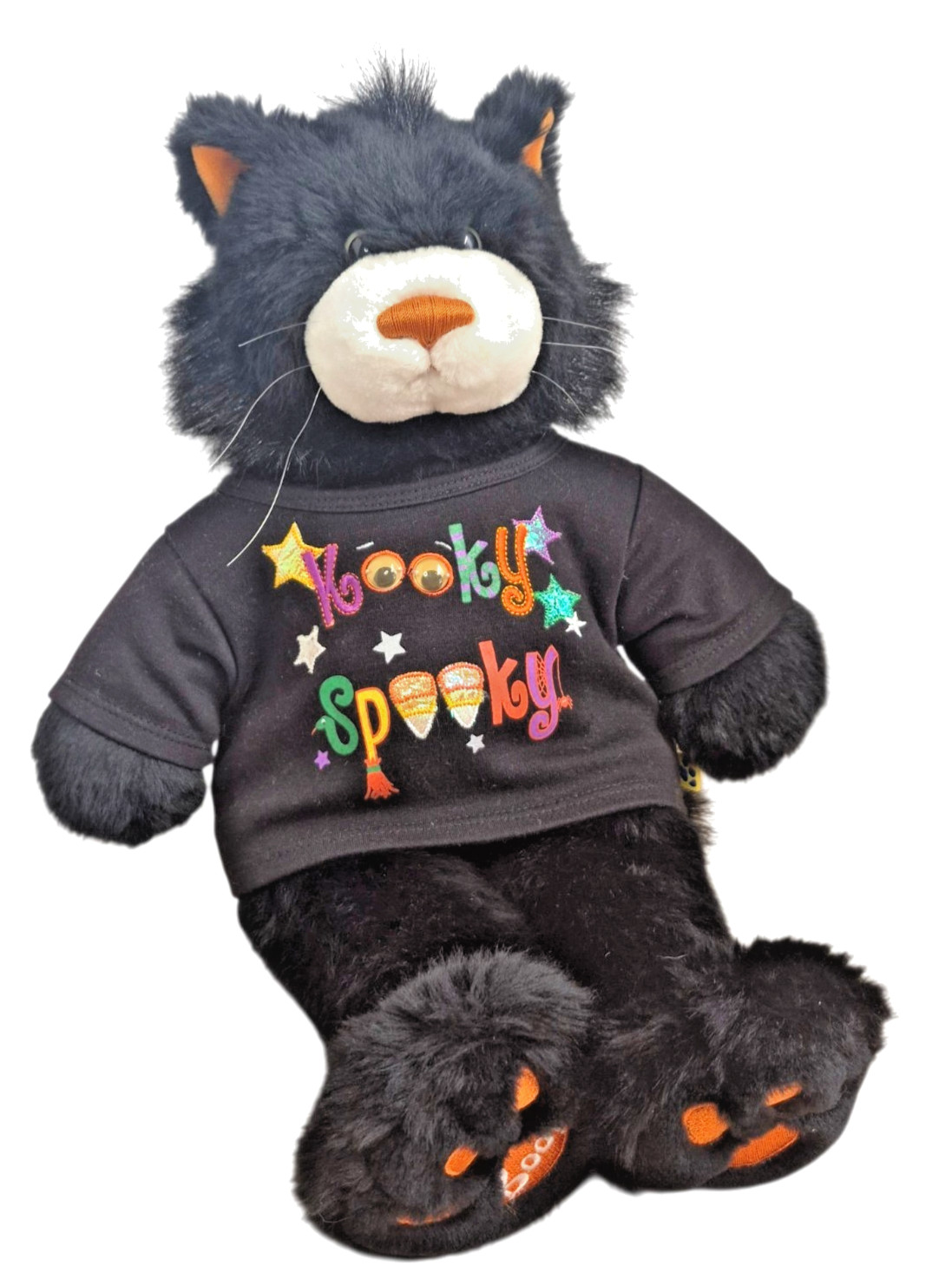 Vtg 2002 Build A Bear Boo Kitty Black Cat Plush Halloween Glow Eyes & Shirt