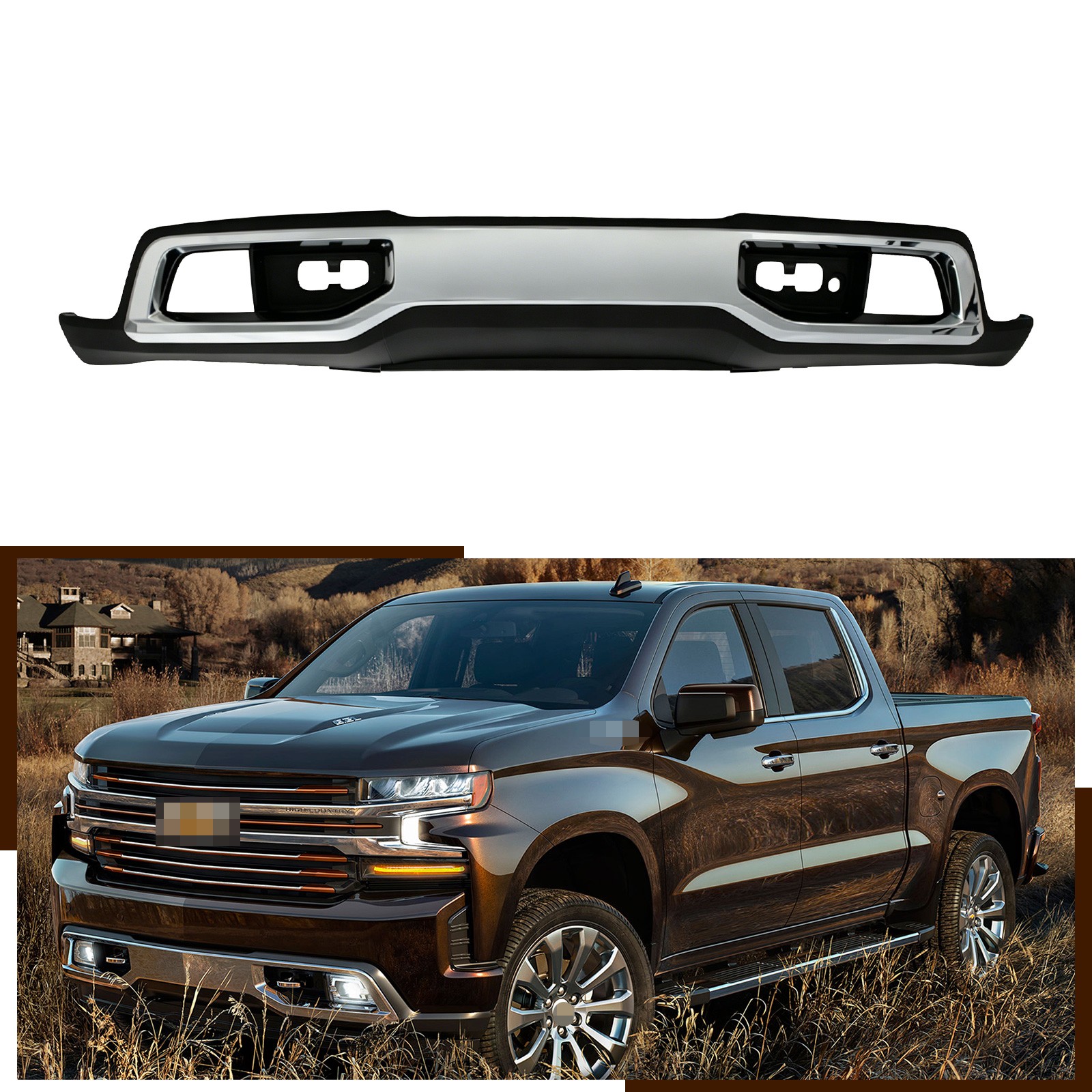 For 2019-2021 Silverado 1500 Front  Bumper Cover Lower Valance Chrome Skid Plate