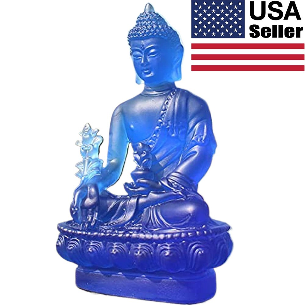 4.7in Crystal Resin Medicine Buddha Figure Statue Altar Buddhist Feng Shui 4.7in Crystal Resin Medicine Buddha Figure Statue Altar Buddhist Feng Shui