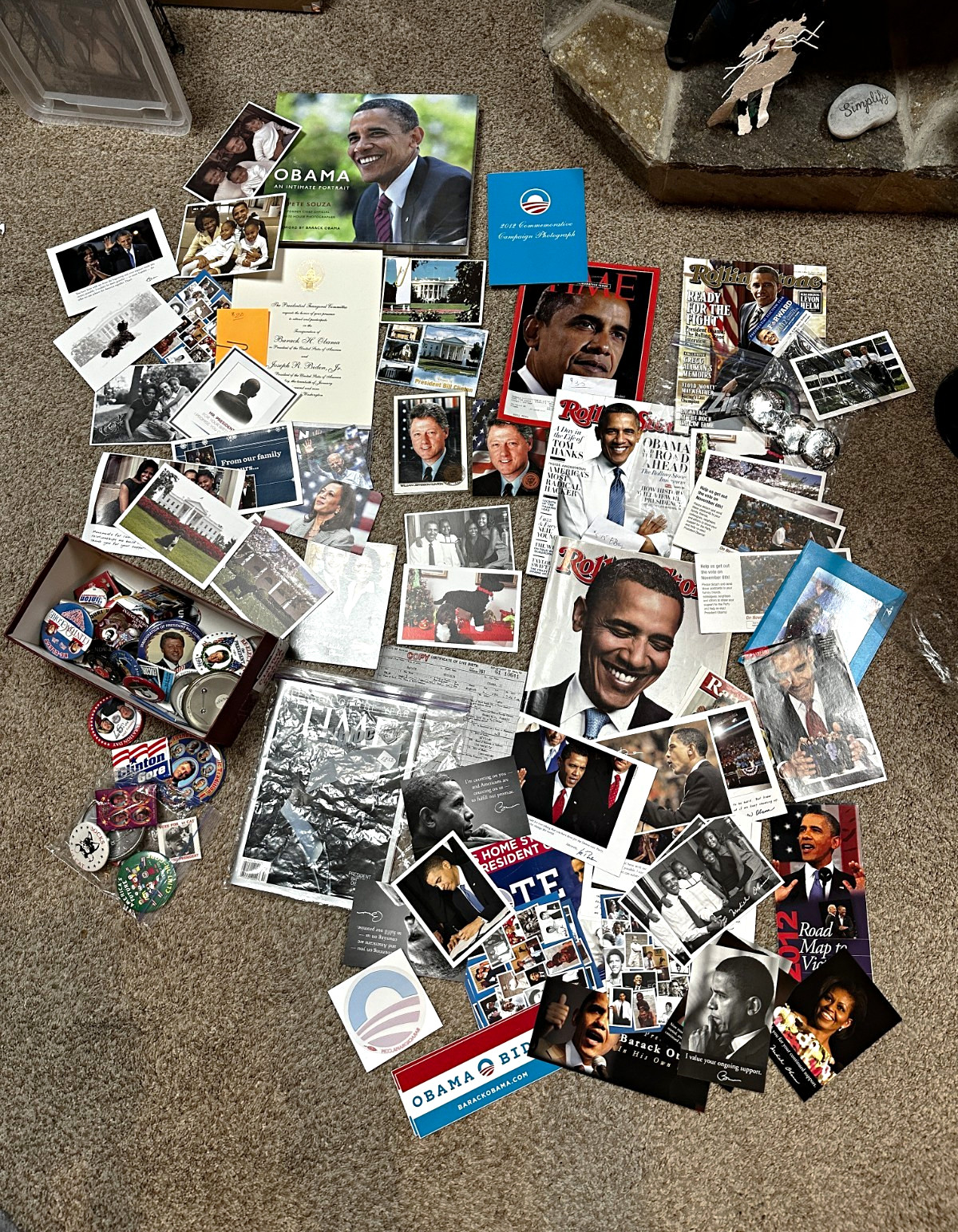 Barack Obama & Michelle Obama, Clinton, Gore Memorabilia, Buttons, Invites, Etc