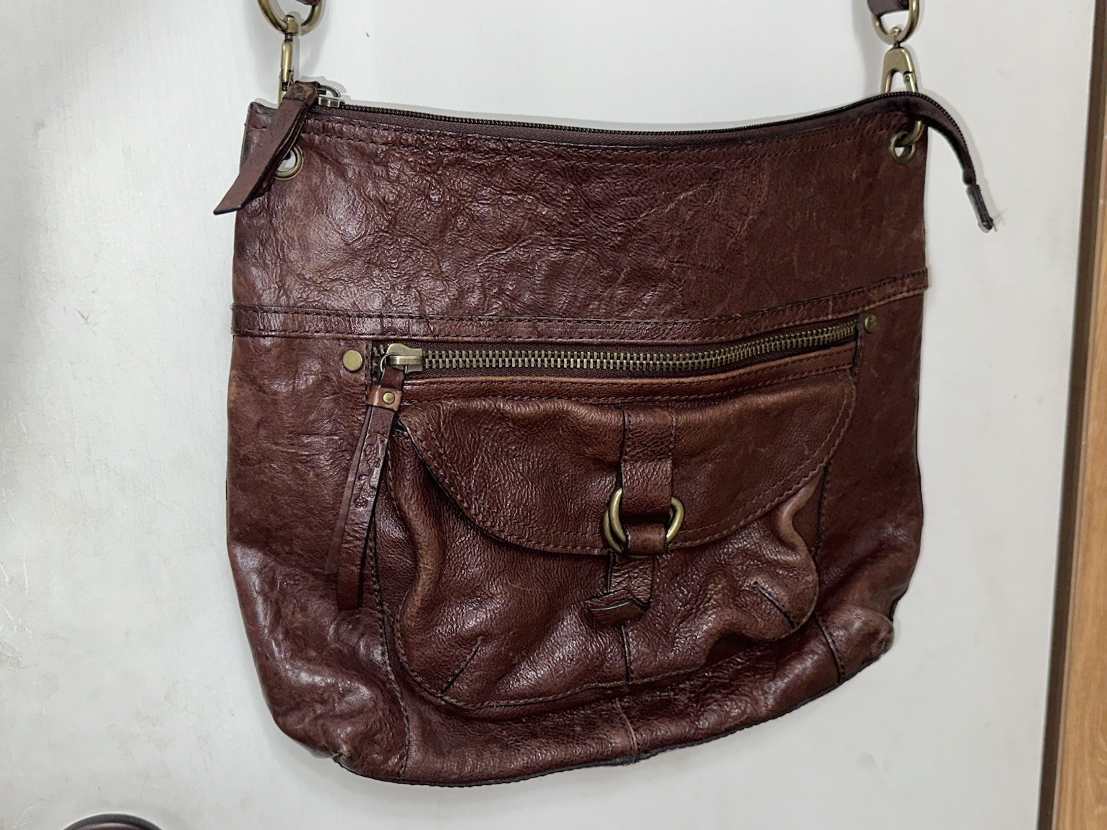 Y2K Vintage Fossil Sasha Leather Crossbody Bag Tan Brown Style Messenger
