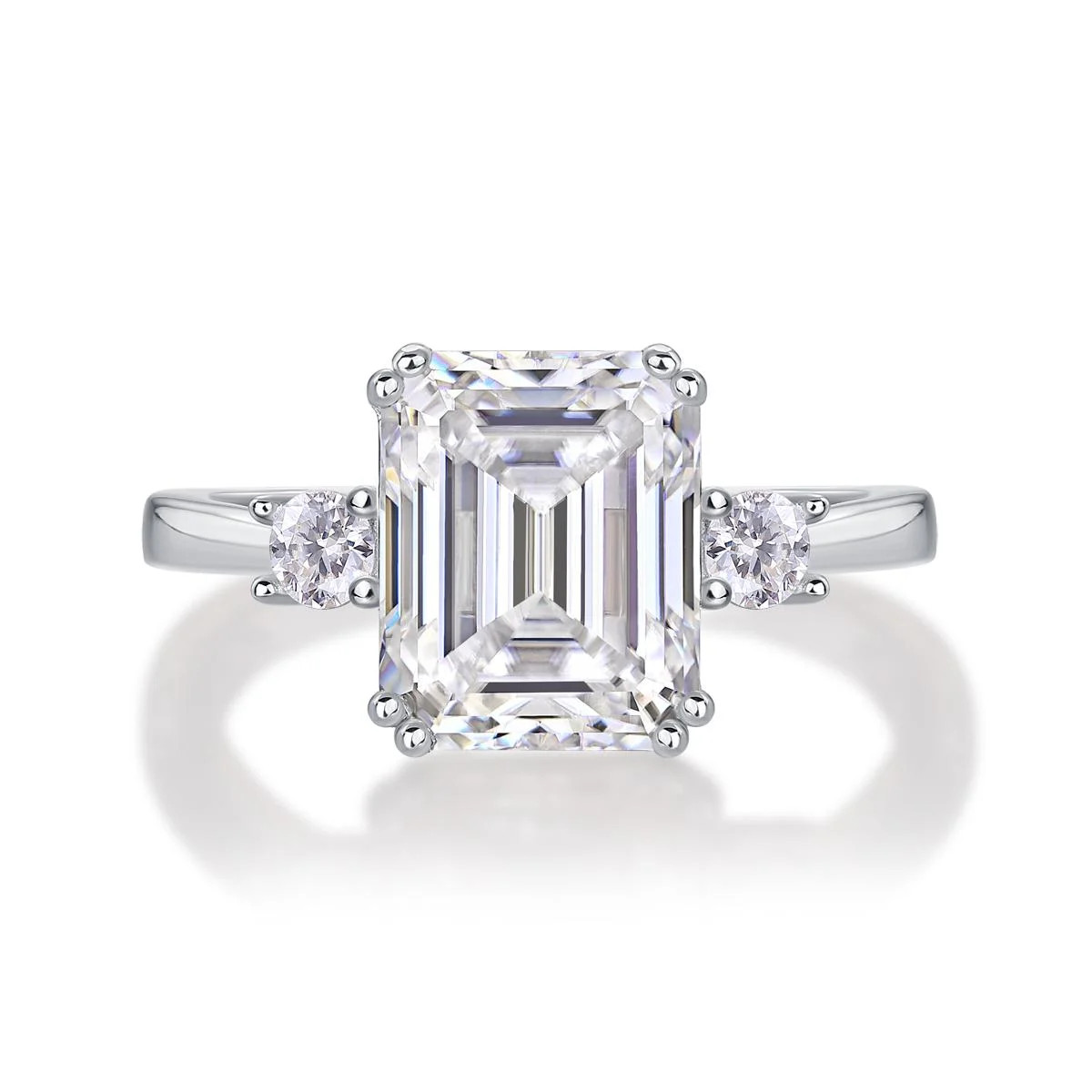 3ct Emerald Cut Moissanite Engagement Ring 925 Sterling Silver CZ Fifty8