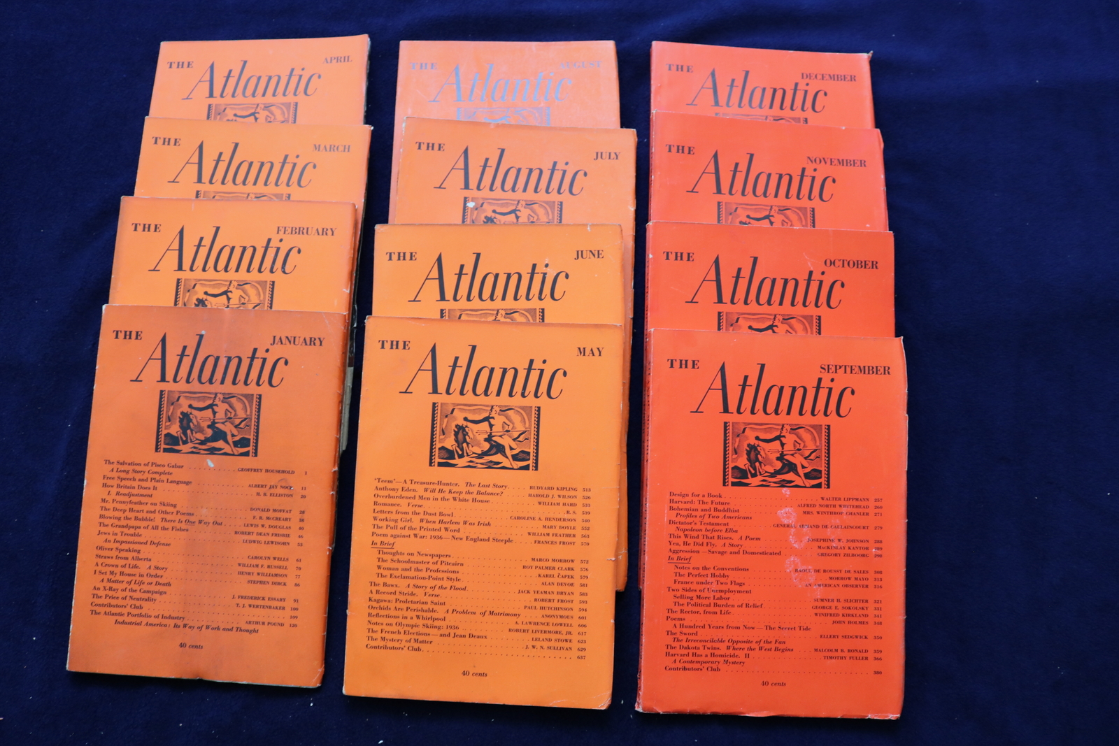 1936 THE ATLANTIC MONTHLY MAGAZINE - LOT OF 12 - COMPLETE YEAR - O 3375