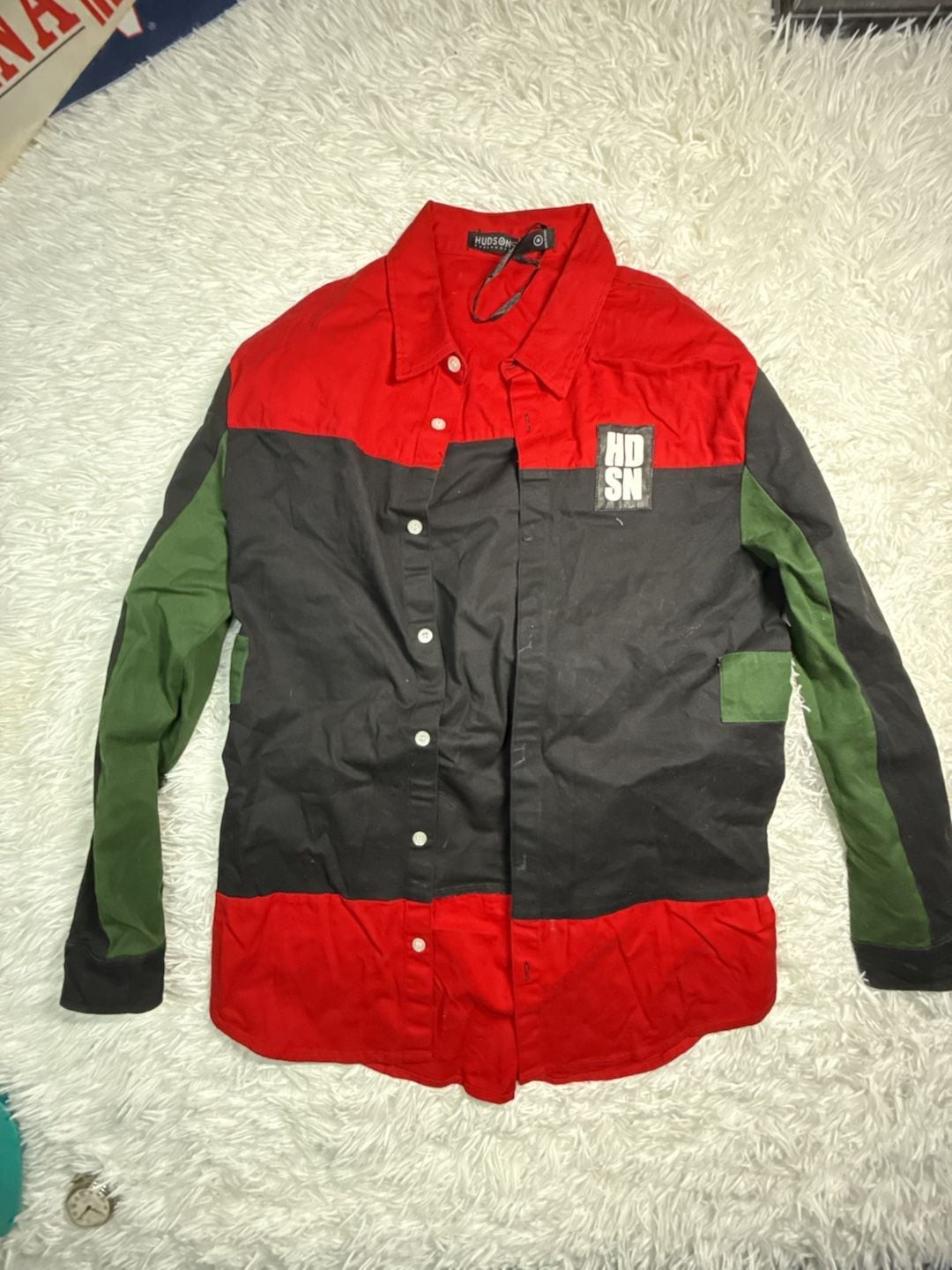 Hudson Outerwear HDSN Color Block Long Sleeve Button-Down Shirt