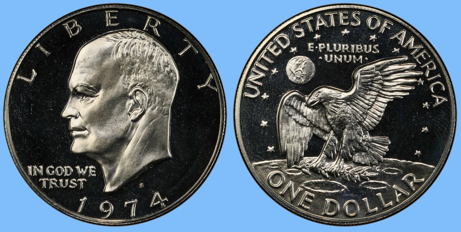 1974 S Eisenhower Dollar ~ Choice Proof 40% Silver IKE ~ $1 US Coin Collectible 1974 S Eisenhower Dollar ~ Choice Proof 40% Silver IKE ~ $1 US Coin Collectible