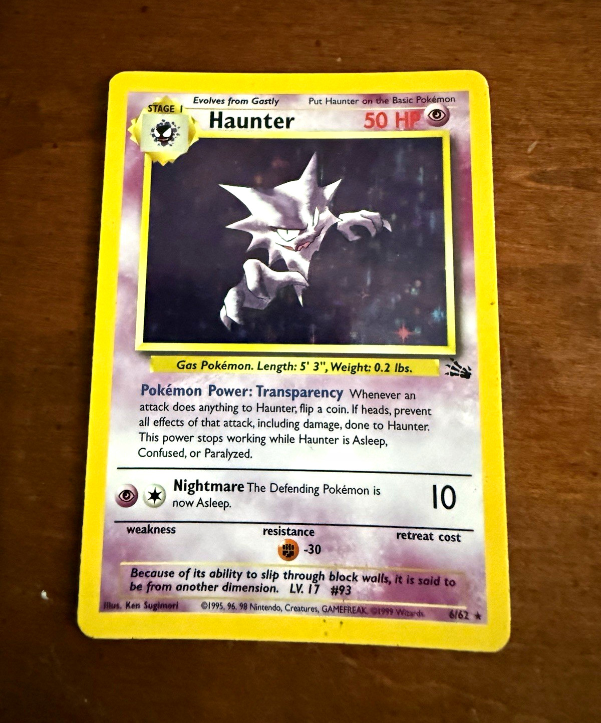 Wizards of the Coast Pokemon TCG Fossil Haunter 6/62 Holo Wizards of the Coast Pokemon TCG Fossil Haunter 6/62 Holo