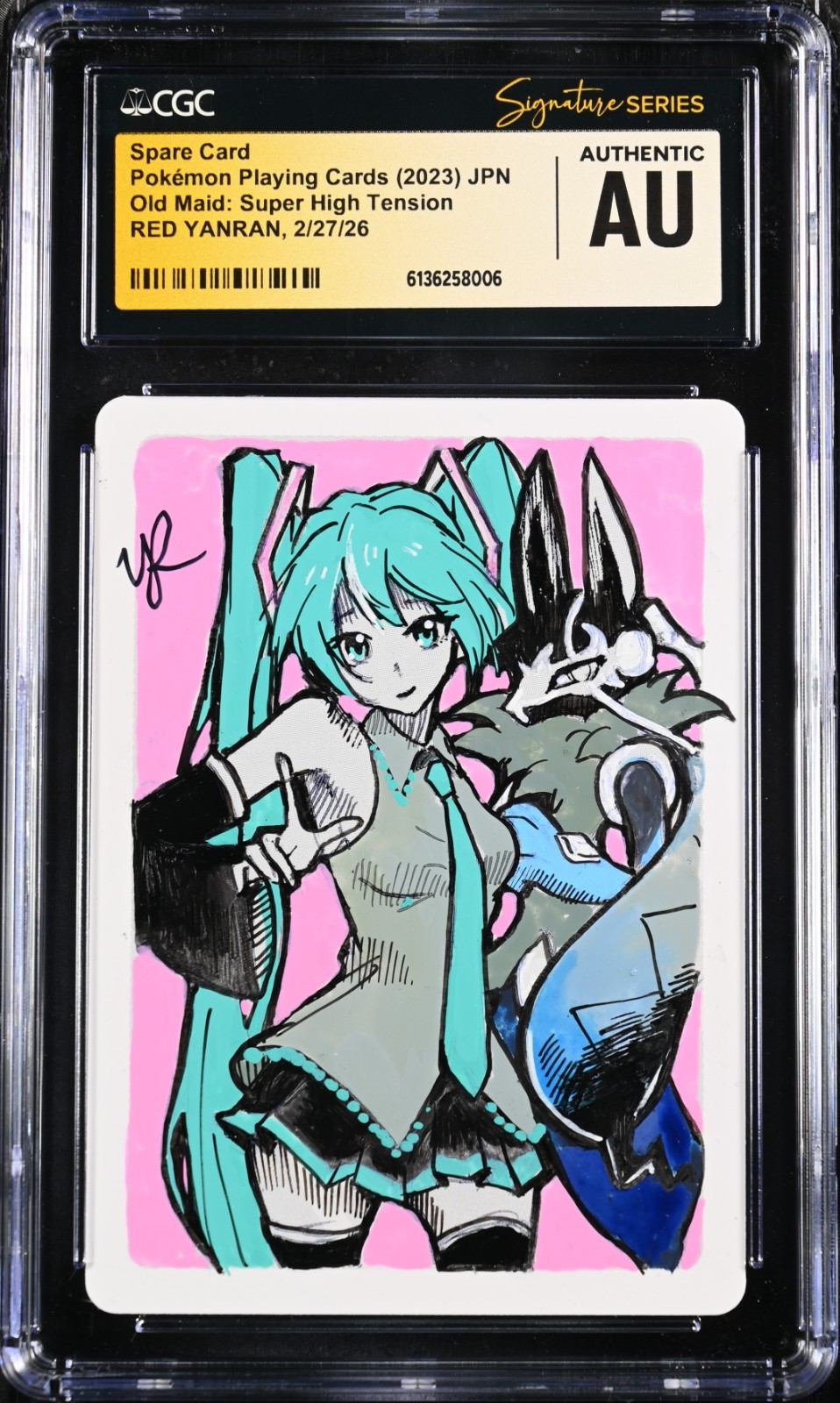 CGC AUTHENTIC AUTO Card Red Yanran Signature Hatsune Miku & Mega Lucario Pokémon