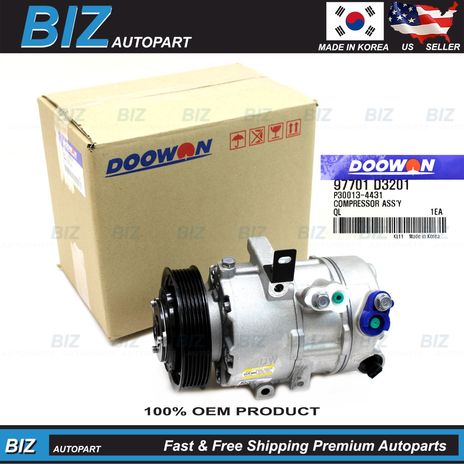 OEM  A/C COMPRESSOR W/CLUTCH FOR 2017-2018 HYUNDAI TUCSON 2.0L OE# 97701-D3201
