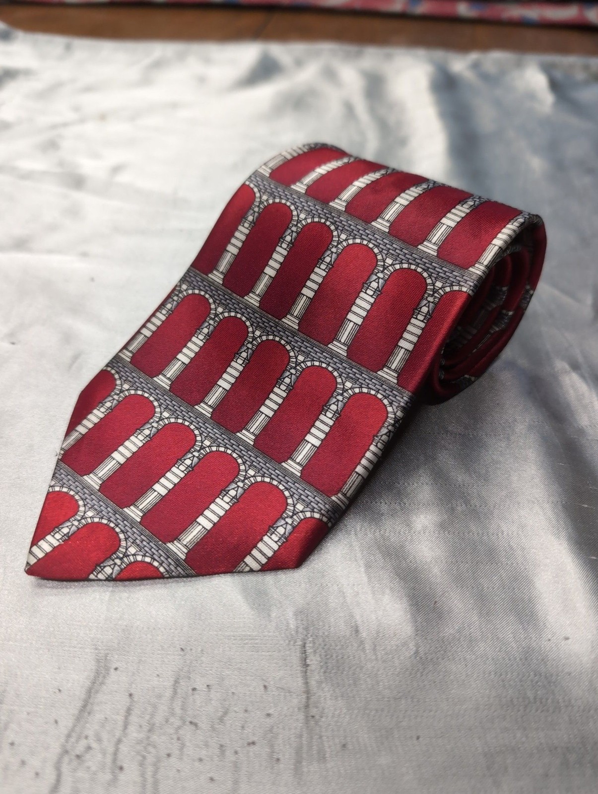 David Taylor Red Vintage Roman Colosseum Aqueduct Pillar Arch Necktie