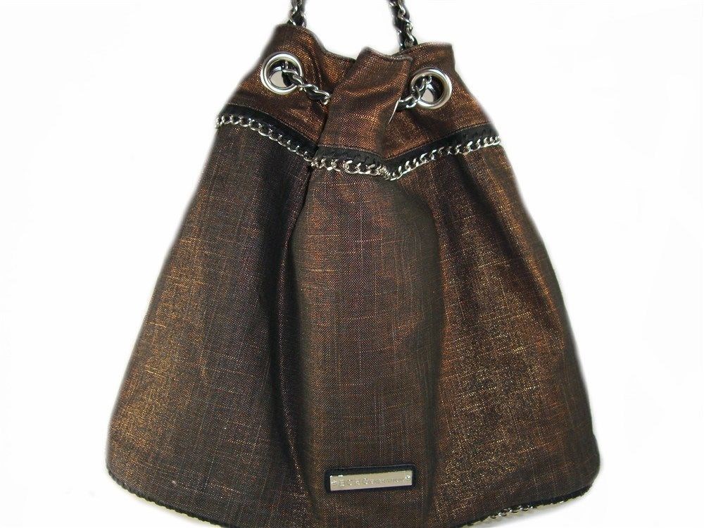 BCBGeneration Large Bucket Tote Handbag In Black Metallic W465