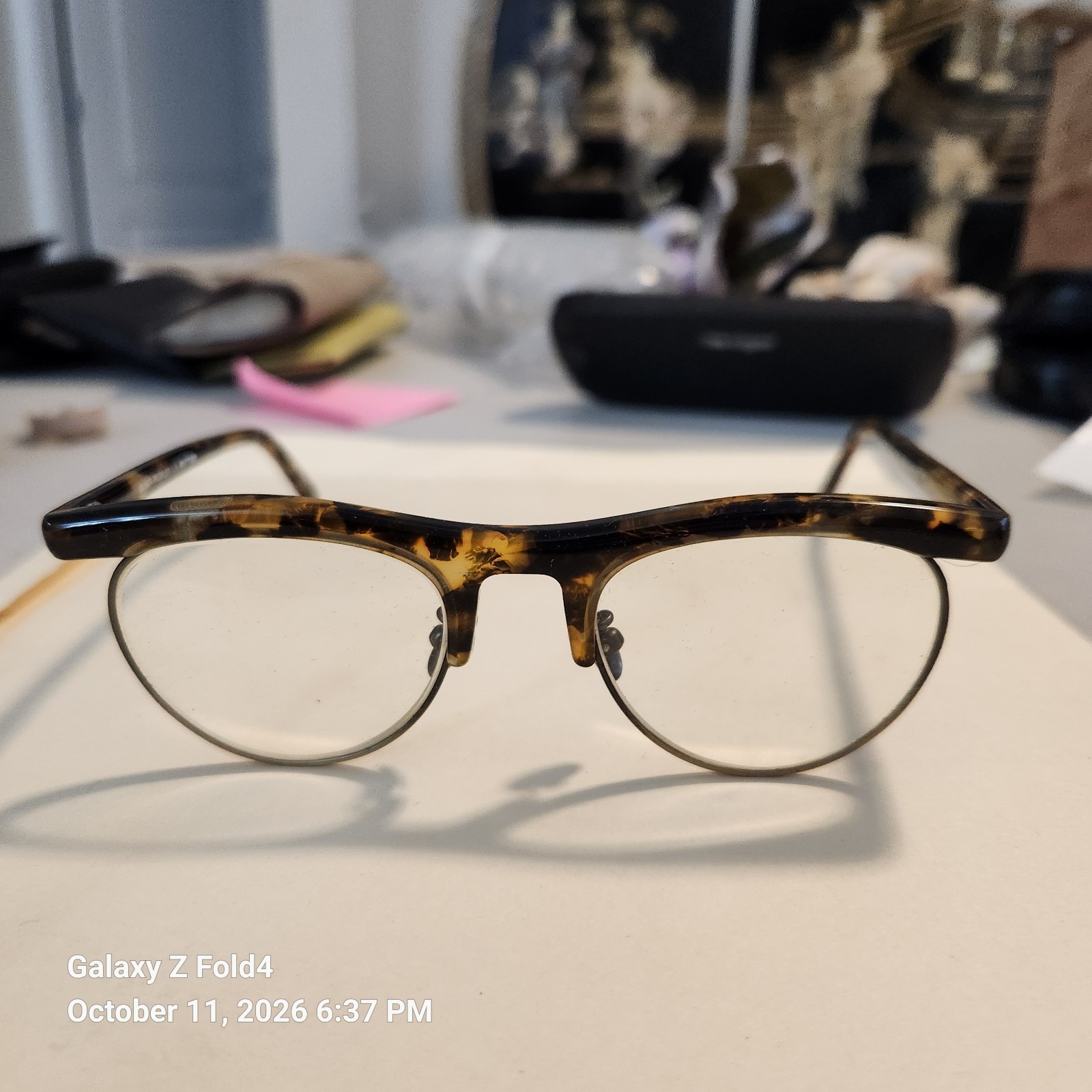 Vintage Oliver Peoples OP-4 383-ATG Tortoise Antique Gold Eyeglasses Japan Case