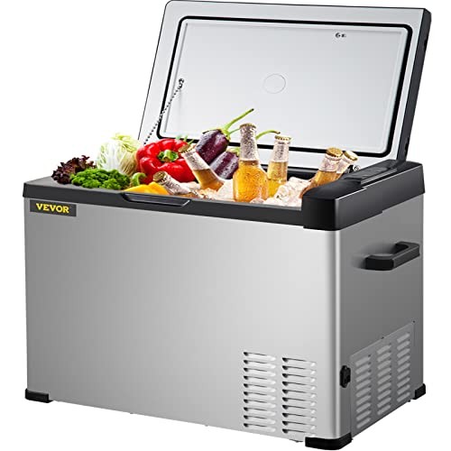 VEVOR 12V PORTABLE FRIDGE, DUAL VOLTAGE (12V/24V DC & 110-220V AC) FOR -  SILVER
