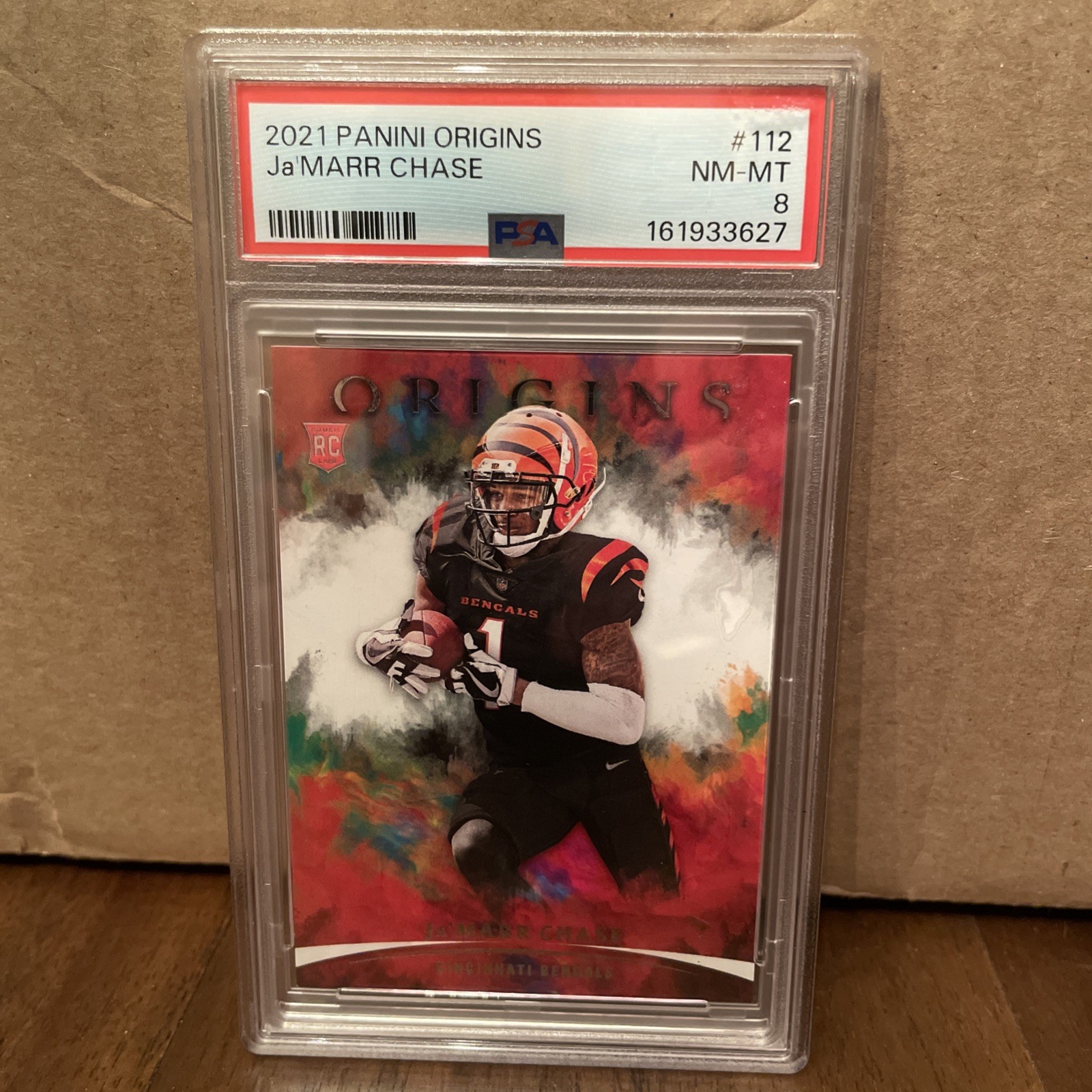 2021 Panini Origins Ja’Marr Chase RC Rookie #112 PSA 8 NM-MT Bengals 2021 Panini Origins Ja’Marr Chase RC Rookie #112 PSA 8 NM-MT Bengals