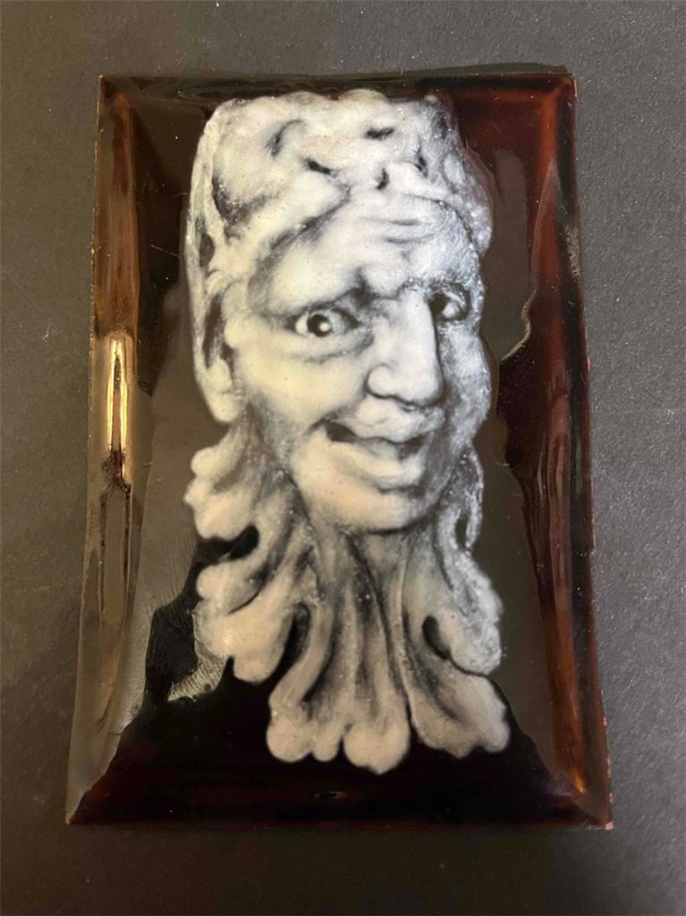 Antique Etched Enamel On Copper, F.A. Dem Portrait Antique Etched Enamel On Copper, F.A. Dem Portrait