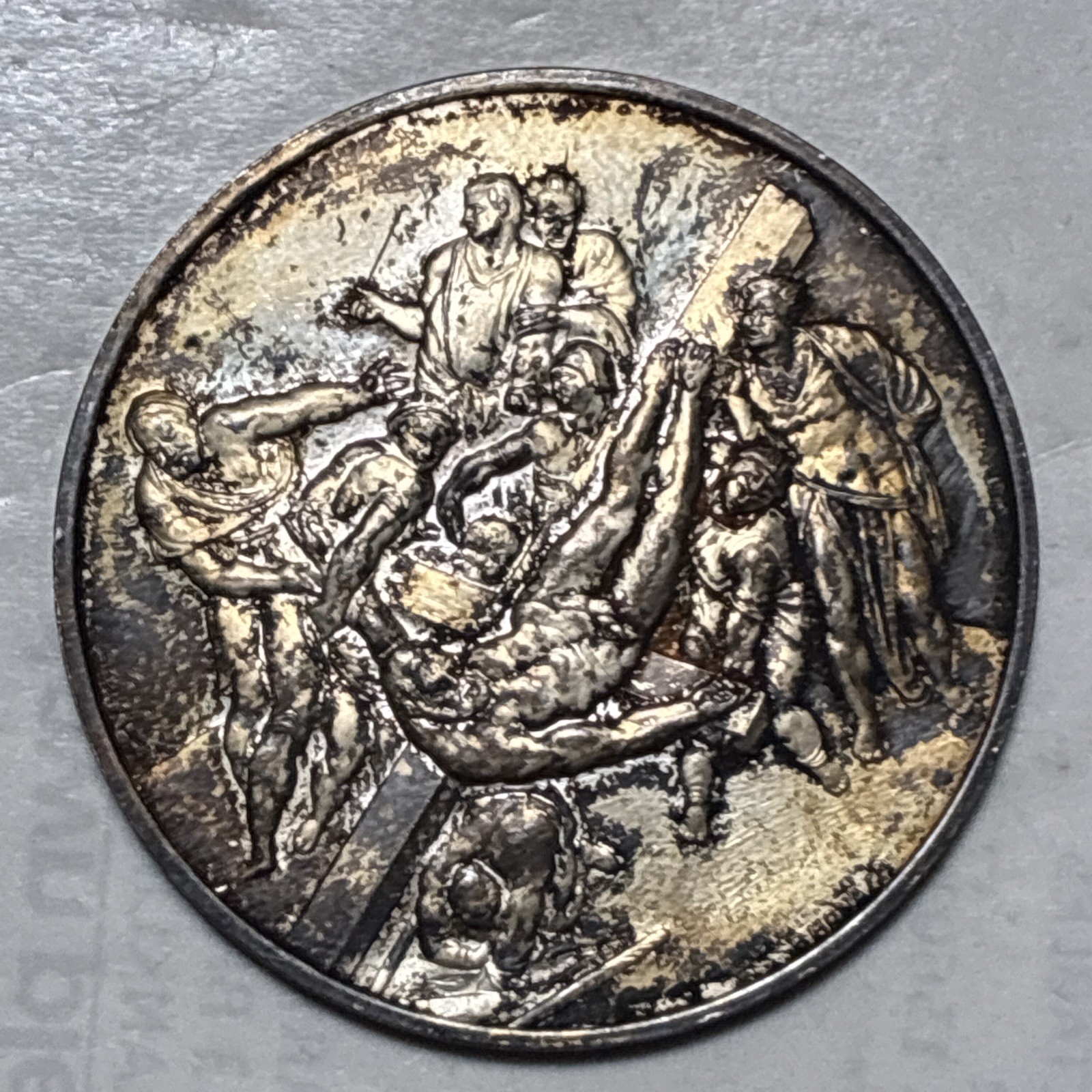 1970 FM Crucifixion Of St. Peter Medal .925 Silver 1.26 T Oz Rare 1970 FM Crucifixion Of St. Peter Medal .925 Silver 1.26 T Oz Rare