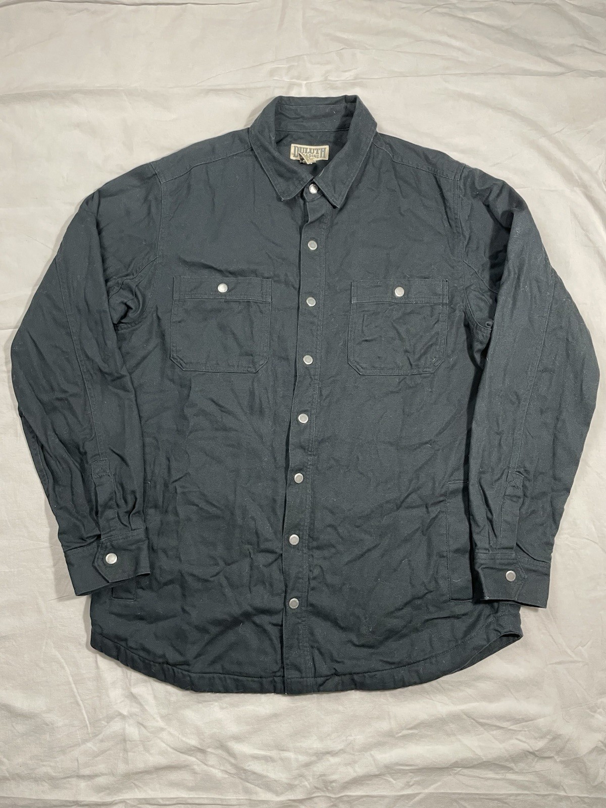 Duluth Trading Co. Jacket Mens L Tall Gray Fire Hose Flannel Lined Fit Limber