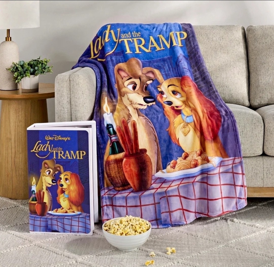 Disney Lady and the Tramp VHS Boxed Silk Touch Throw Blanket 50\ Disney Lady and the Tramp VHS Boxed Silk Touch Throw Blanket 50\