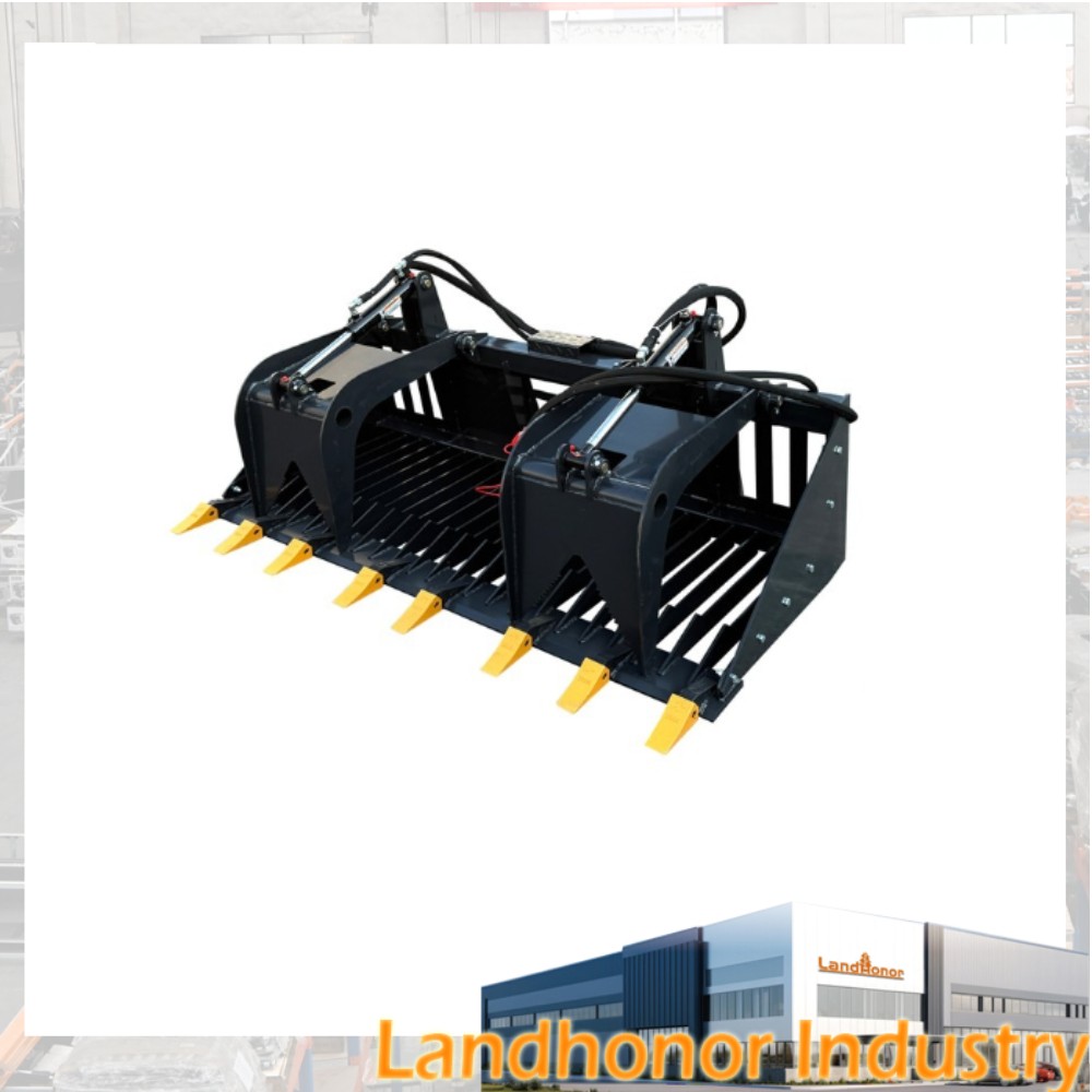 72in LandHonor Attachment Skeleton Rock Grapple Rake Bucket Skid Steer w/ Teeth
