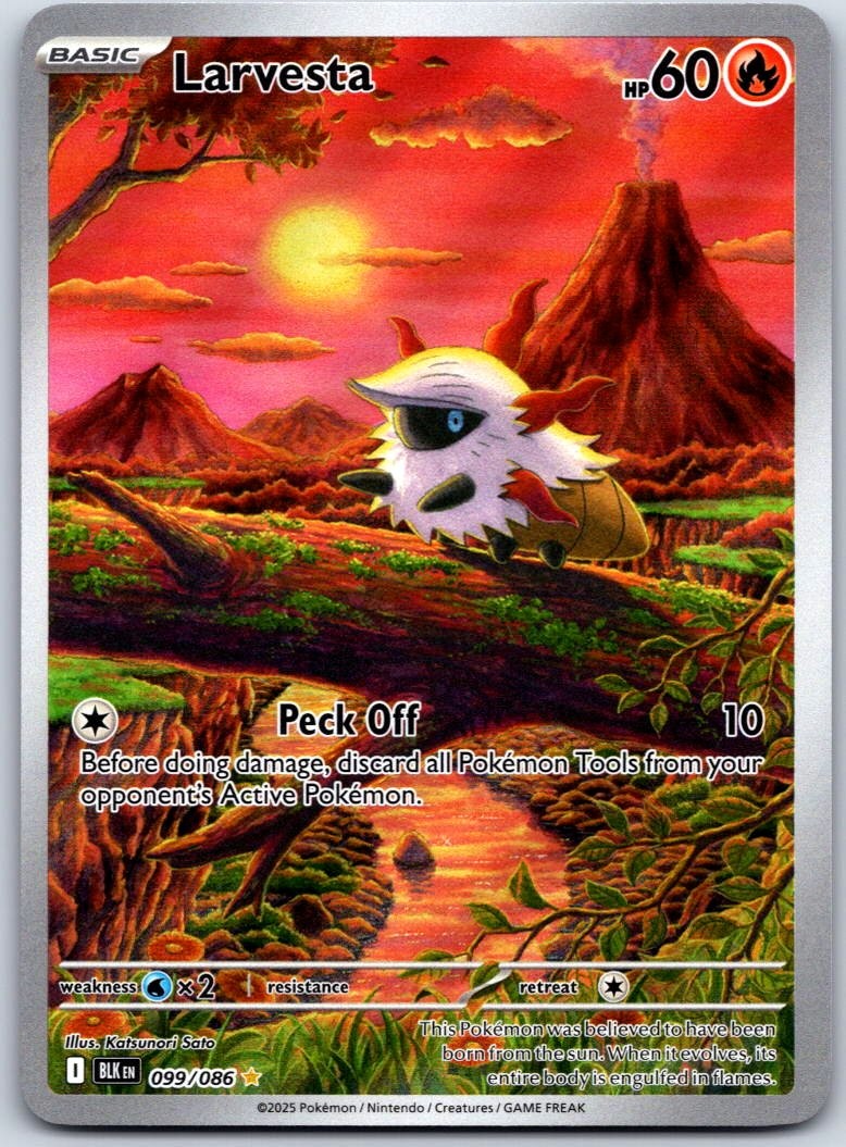 Larvesta Holo Illustration Rare SV: Black Bolt 099/086 NM Larvesta Holo Illustration Rare SV: Black Bolt 099/086 NM