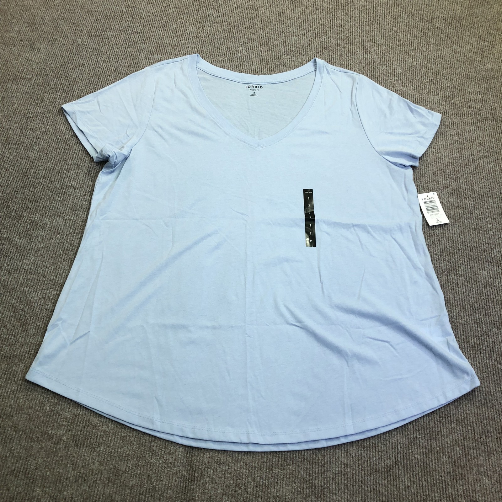 Torrid Shirt Womens 2X Blue V Neck Short Sleeve Classic Fit Jersey Tee Top