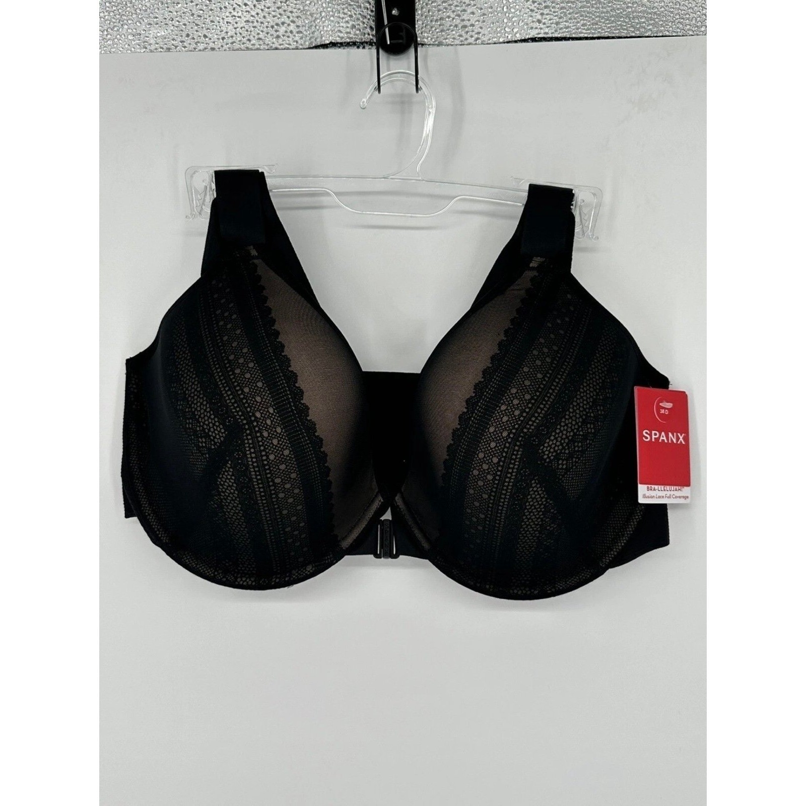 NEW Spanx BRA-LLELUJAH Illusion Lace Full Coverage Bra Black Sz 34B