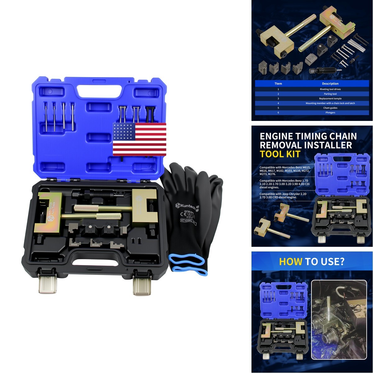 Kuntech Engine Timing Chain Removal Installer Tool Kit Compatible Mercedes Benz
