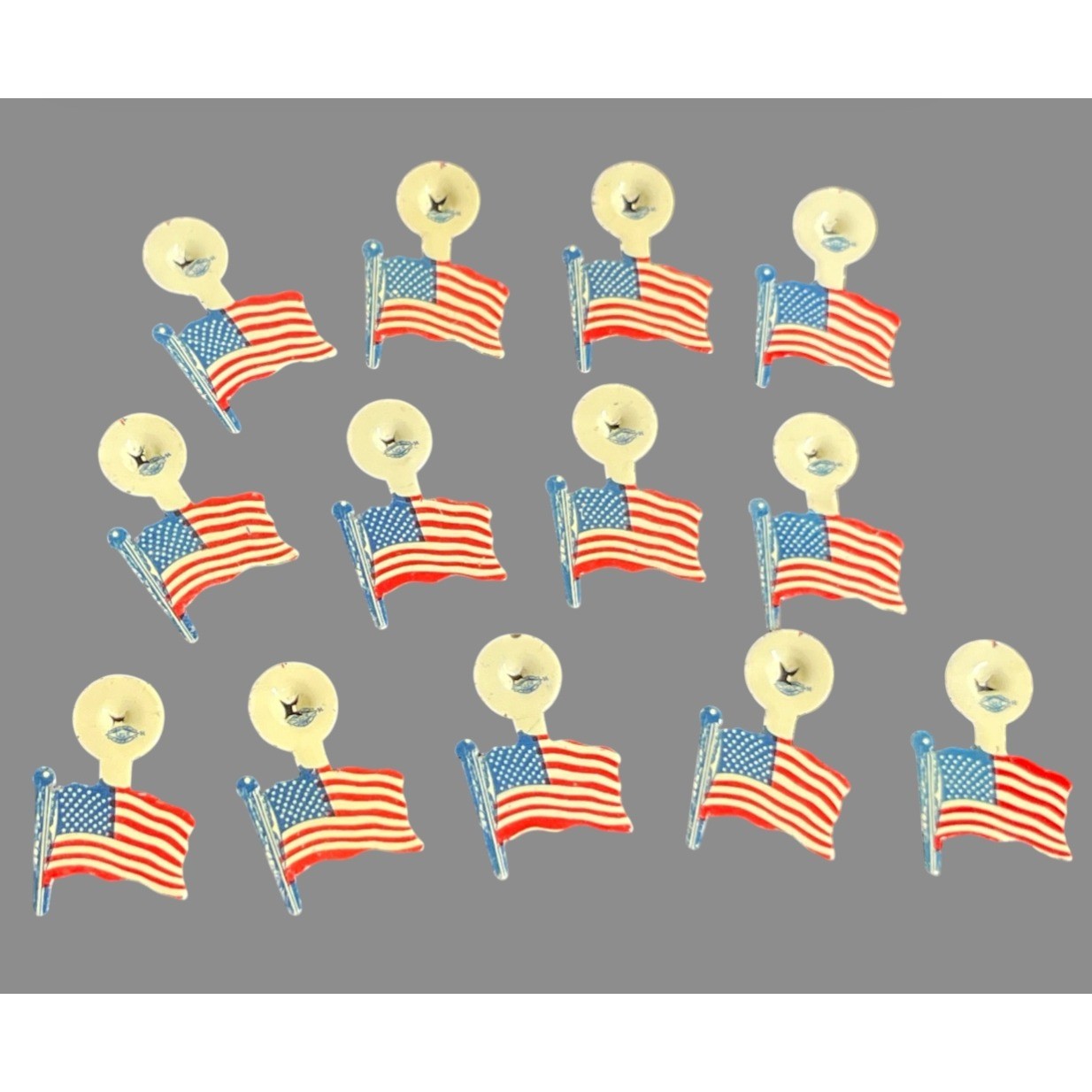 Bundle/Lot of 13, TIN LITHO TAB Button Fold-Over Lapel Pin American Flag Usa Vtg Bundle/Lot of 13, TIN LITHO TAB Button Fold-Over Lapel Pin American Flag Usa Vtg
