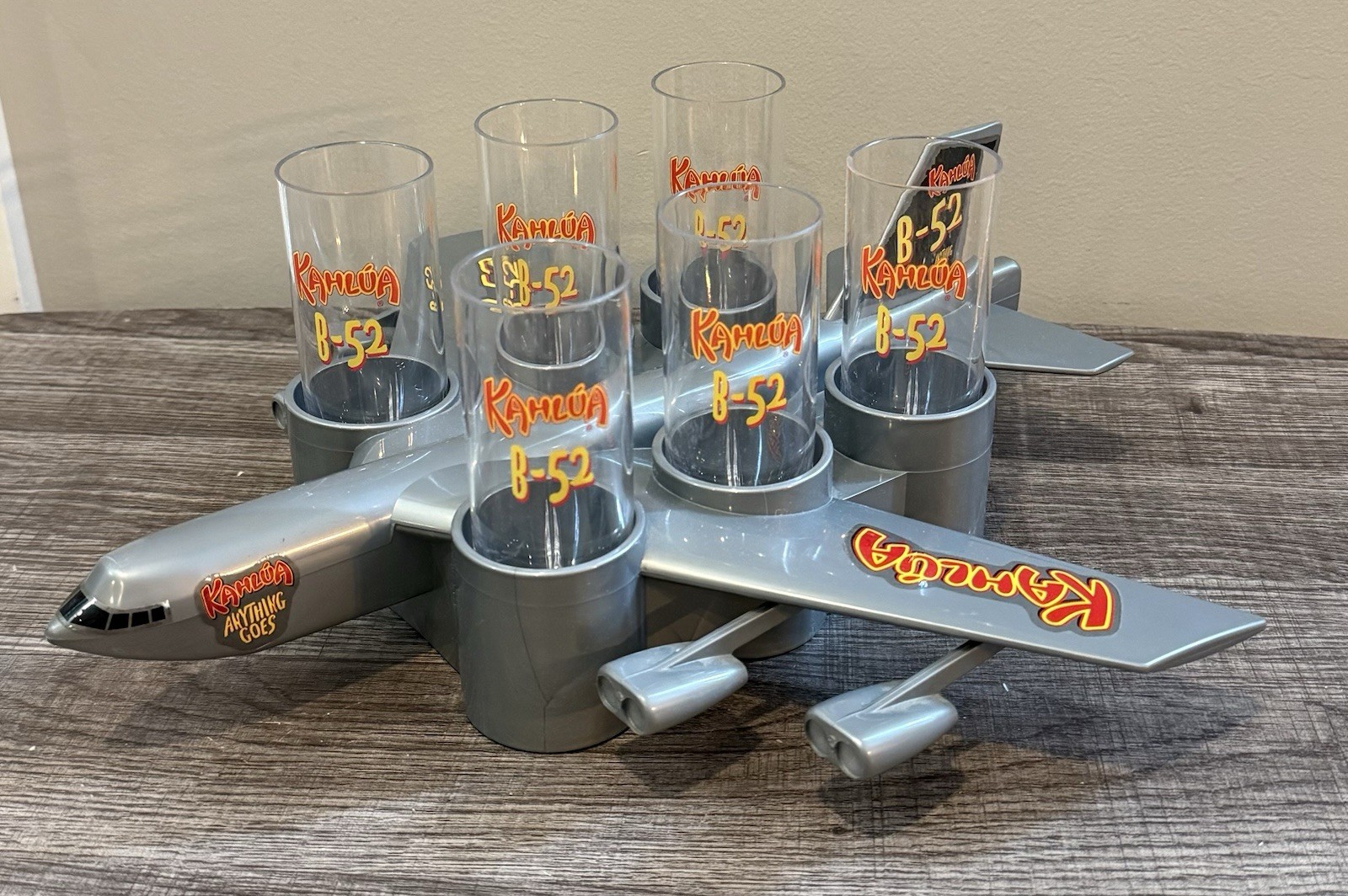 Vintage Kahlua B-52 Plane Shot Glass Drink Holder Model Airplane Bar Promo Ad Vintage Kahlua B-52 Plane Shot Glass Drink Holder Model Airplane Bar Promo Ad