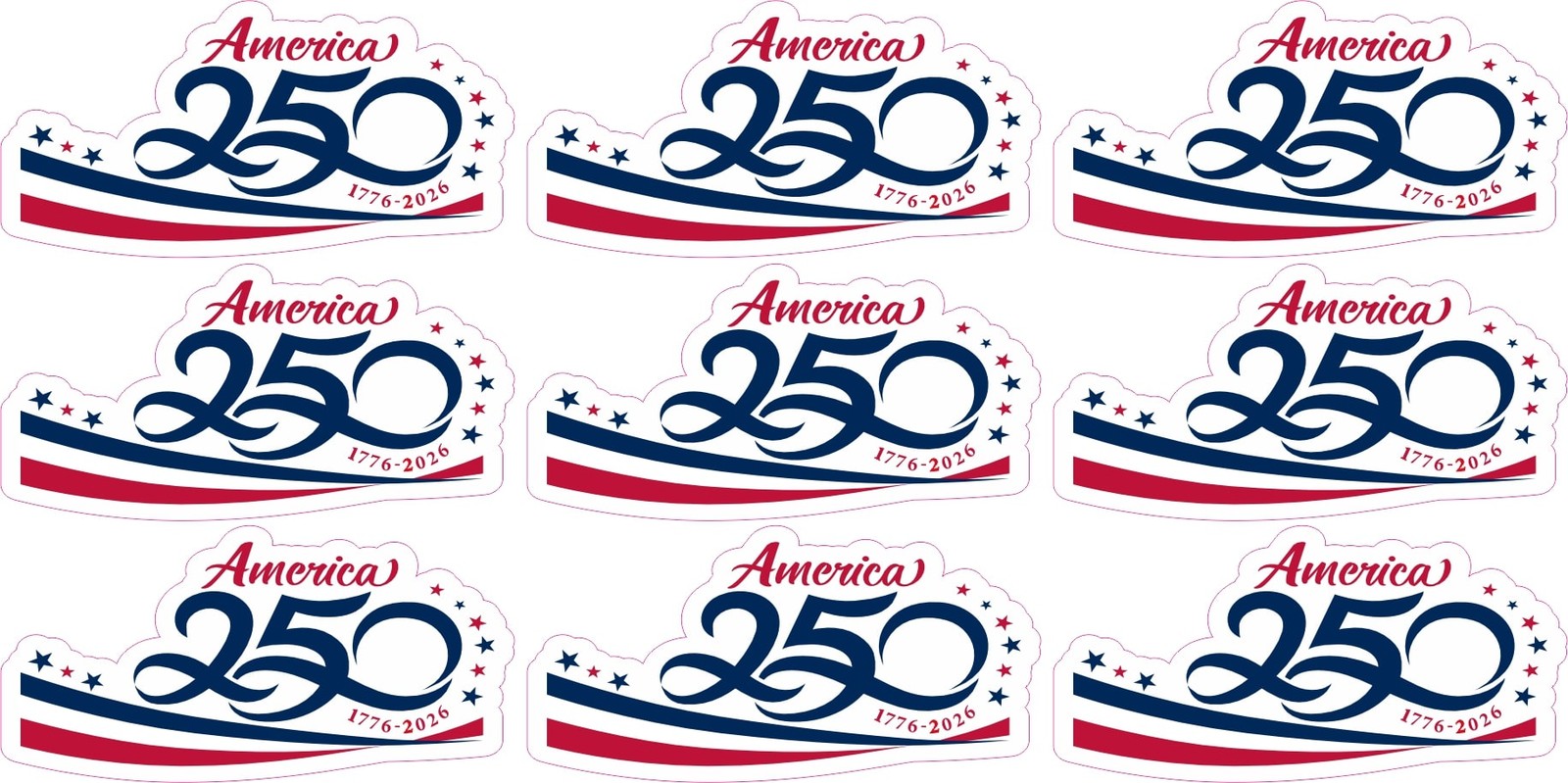 StickerTalk USA Semiquincentennial America 250th Birthday Stickers 2x1