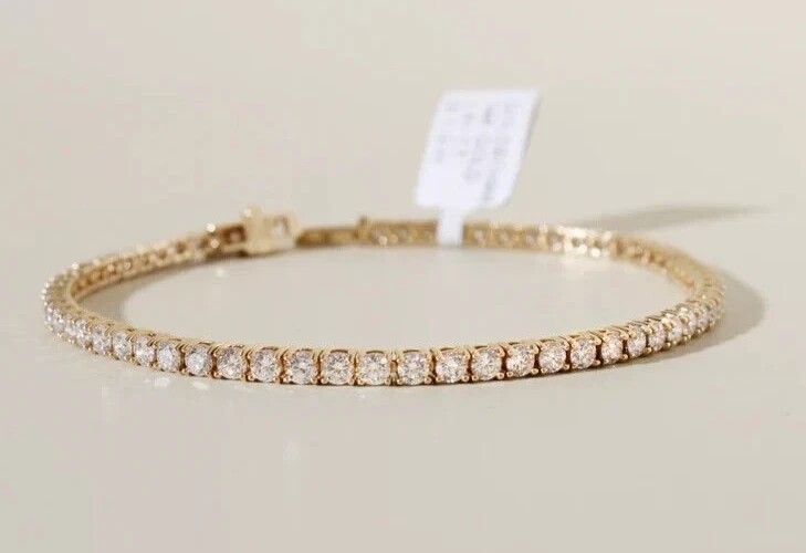4CT Genuine Natural Diamond Tennis Bracelet For Wedding Sale 14k Yellow Gold 4CT Genuine Natural Diamond Tennis Bracelet For Wedding Sale 14k Yellow Gold