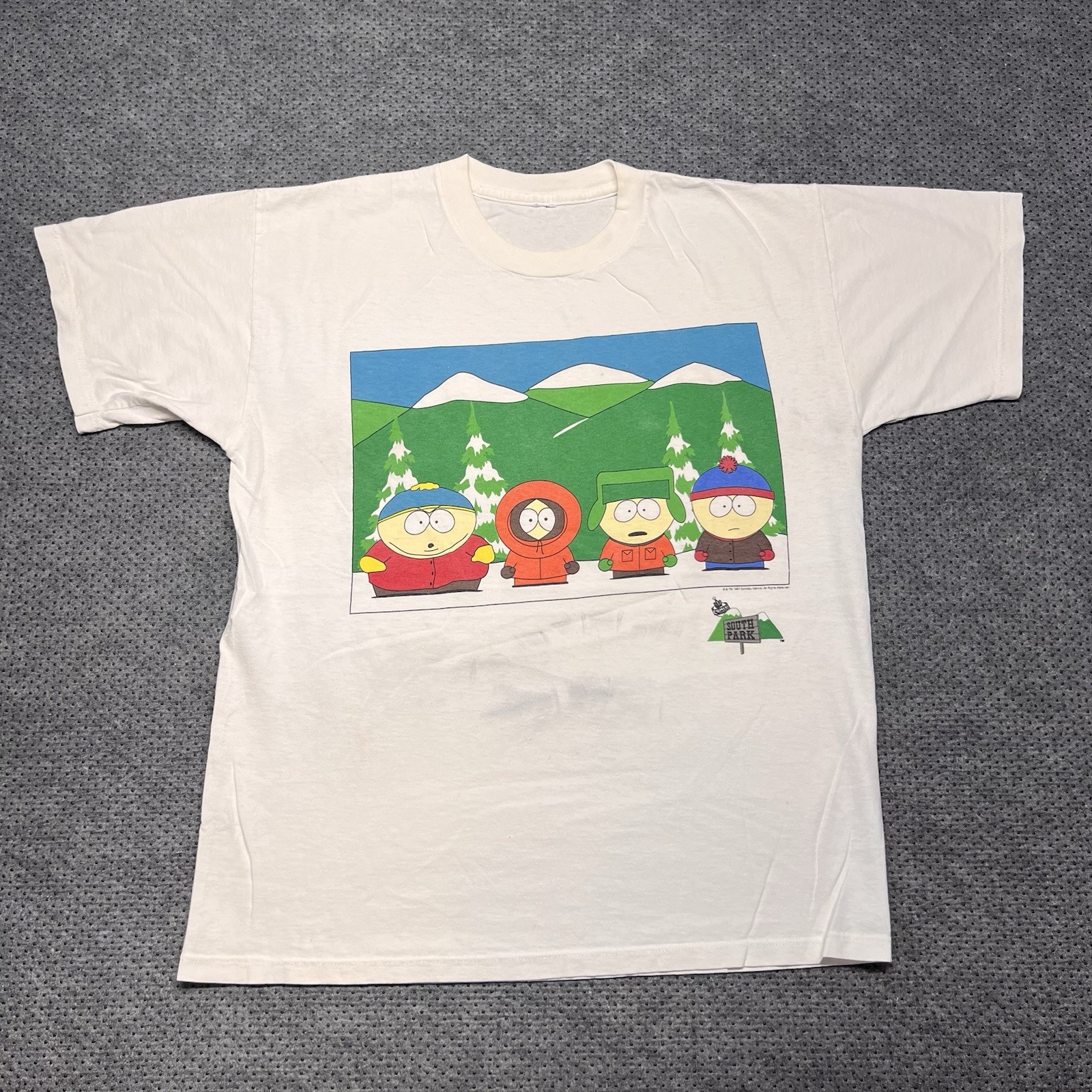 Vintage 1997 South Park Tee Men’s Large Comedy Central Shirt 90s USA Rare White