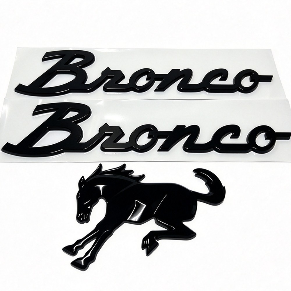 3PCS Gloss Black Emblem Kit Fit for Bronco Horse Tailgate Fender Badge