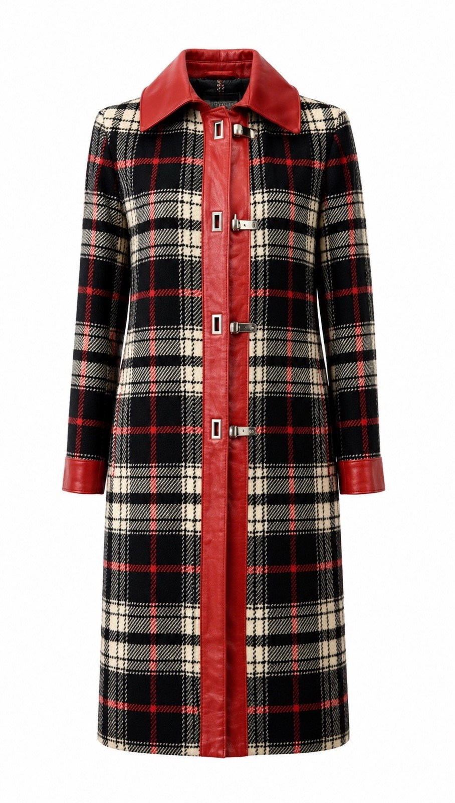 Vintage 1960’s 1970’s Coat Red Black Plaid Leather Trim Mod Go Go Coat S XS Vintage 1960’s 1970’s Coat Red Black Plaid Leather Trim Mod Go Go Coat S XS