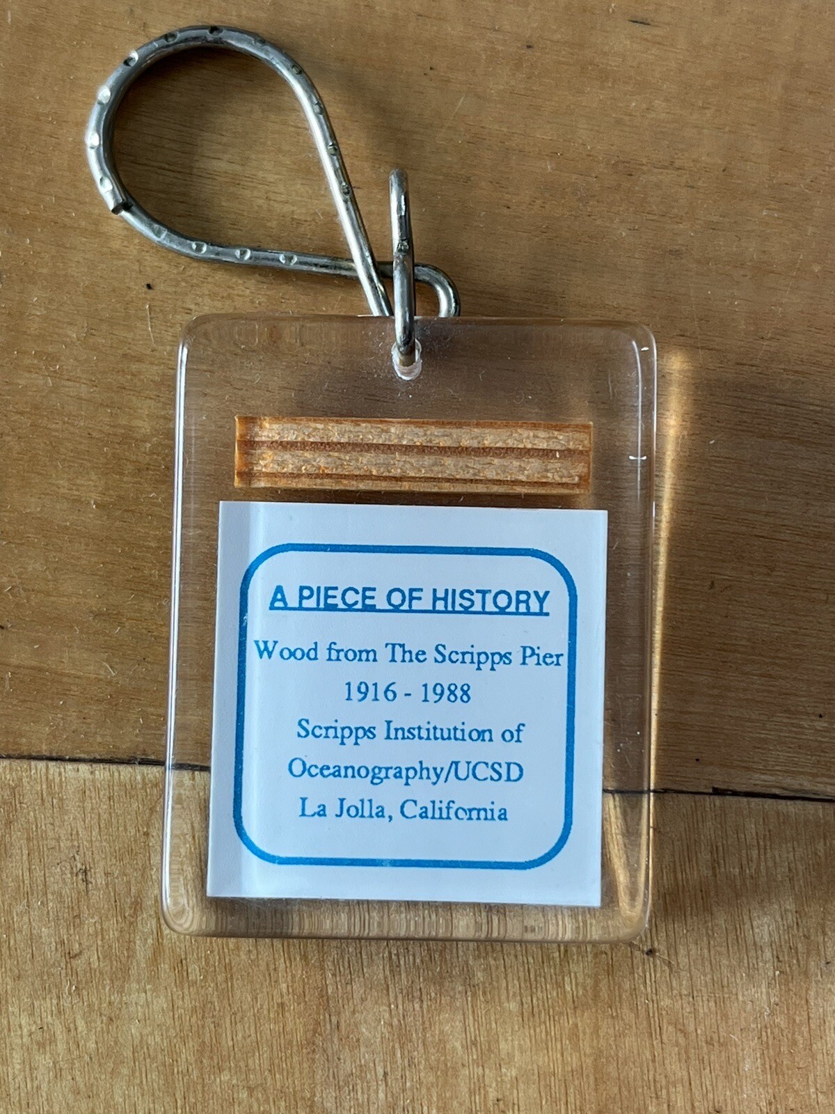 Wood From The Scripps Pier 1916-1988 Key Chain Wood From The Scripps Pier 1916-1988 Key Chain