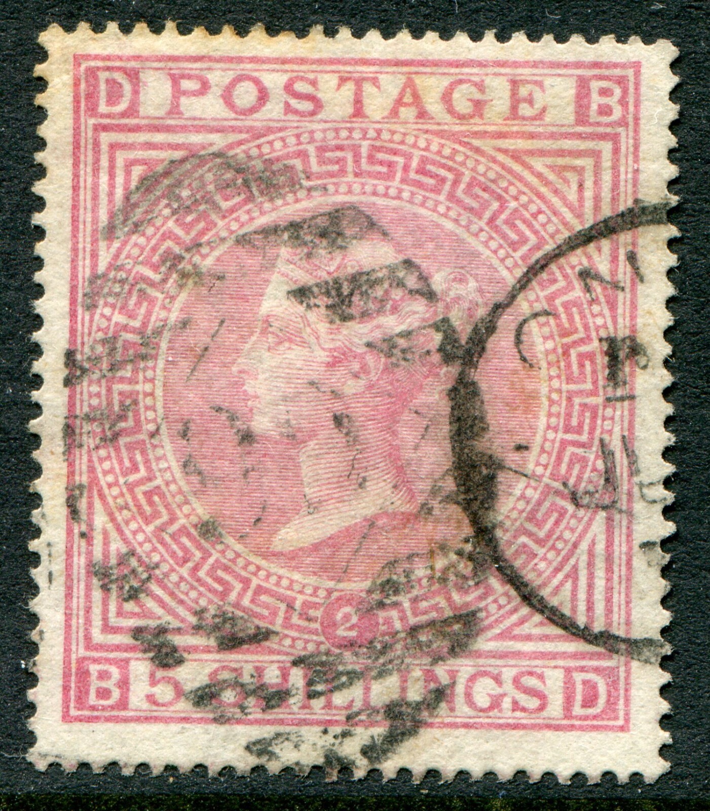 GB 1867-83 wmk. MX 5s SG 127 plate 2 BD used (cat. £750) small closed tear