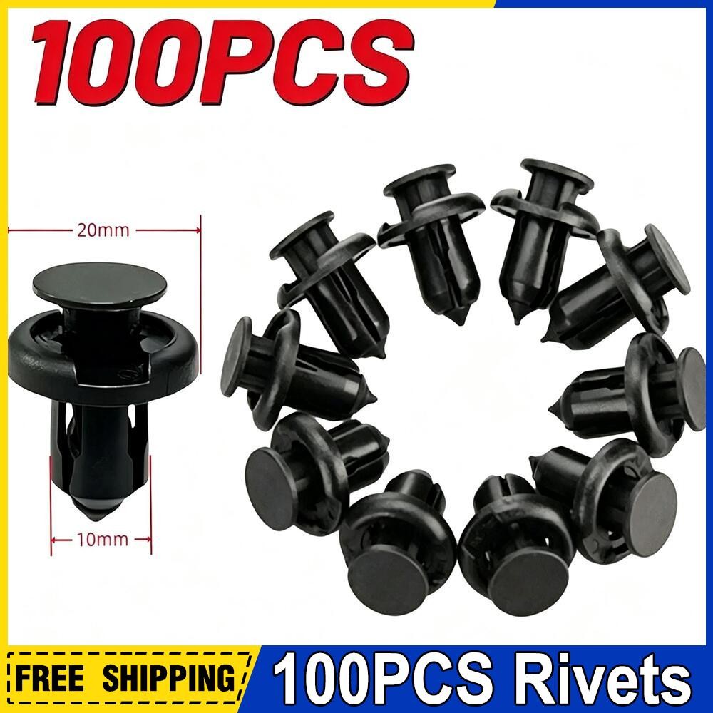100X Bumper Clips 10mm Hood Fender Push Rivets Retainer Fasteners For Honda