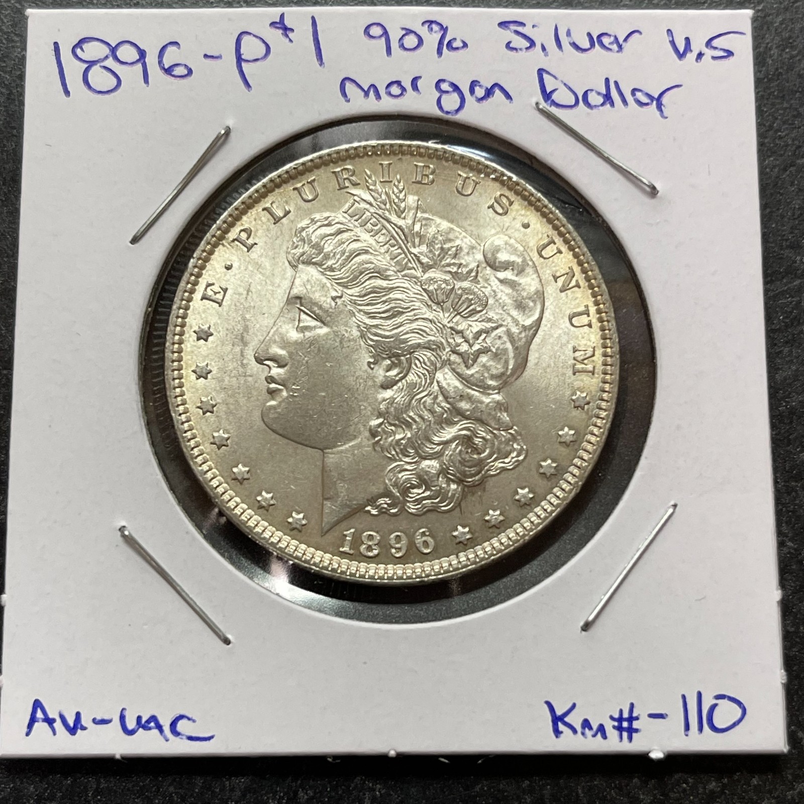 1896 P $1 UNITED STATES GENUINE MORGAN 90% SILVER DOLLAR KM# 110 AU 1896 P $1 UNITED STATES GENUINE MORGAN 90% SILVER DOLLAR KM# 110 AU