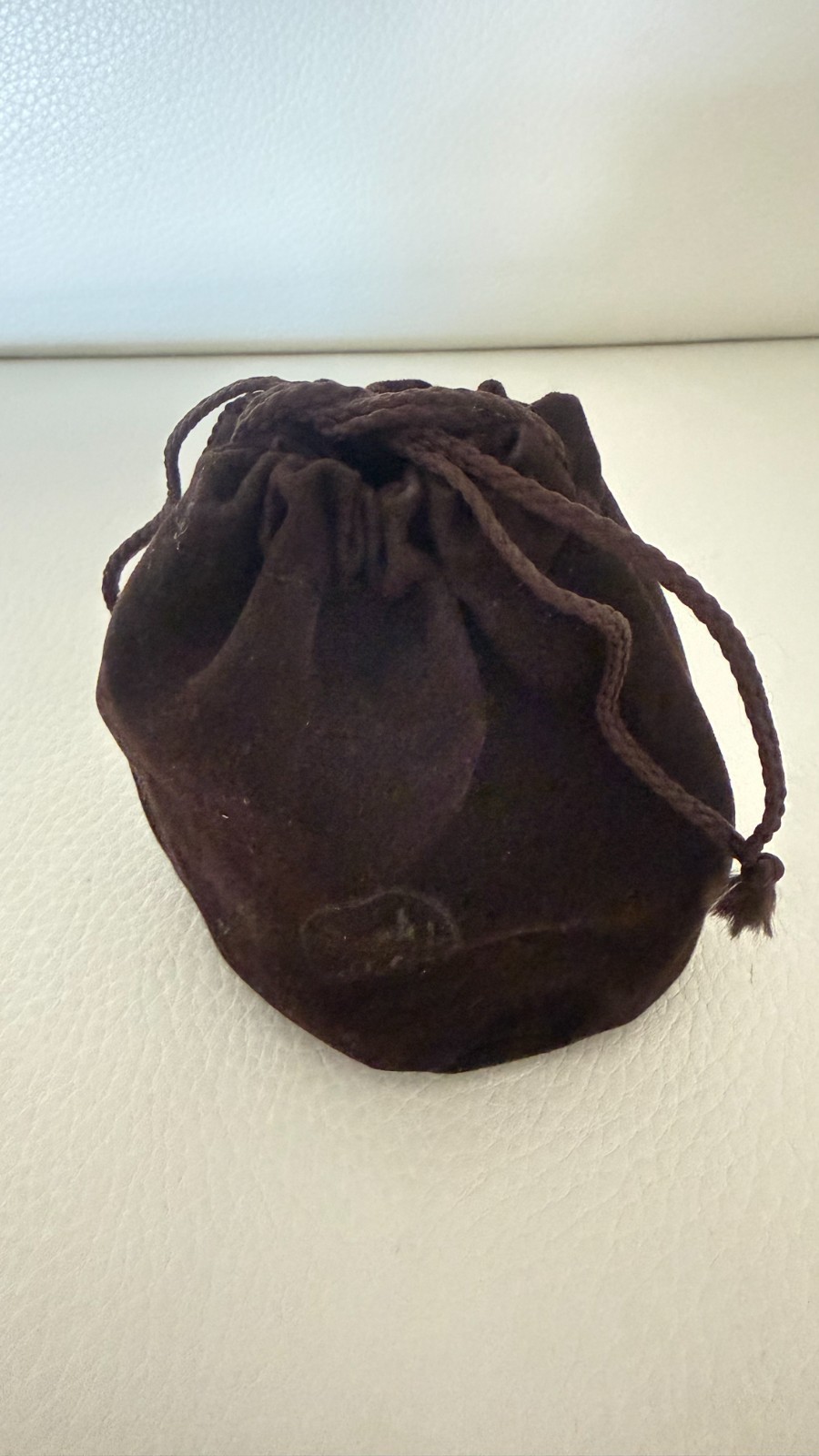 Hermes Paris Brown Velvet Jewelry Pouch Drawstring Dust Bag Small Accessory
