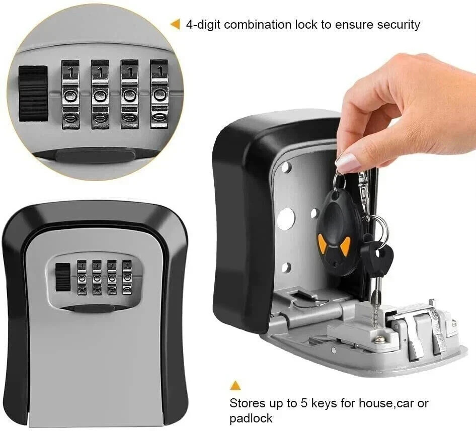Key Lock Box for Outside-Combination Lockbox for House Key-Portable/Wall Mounted