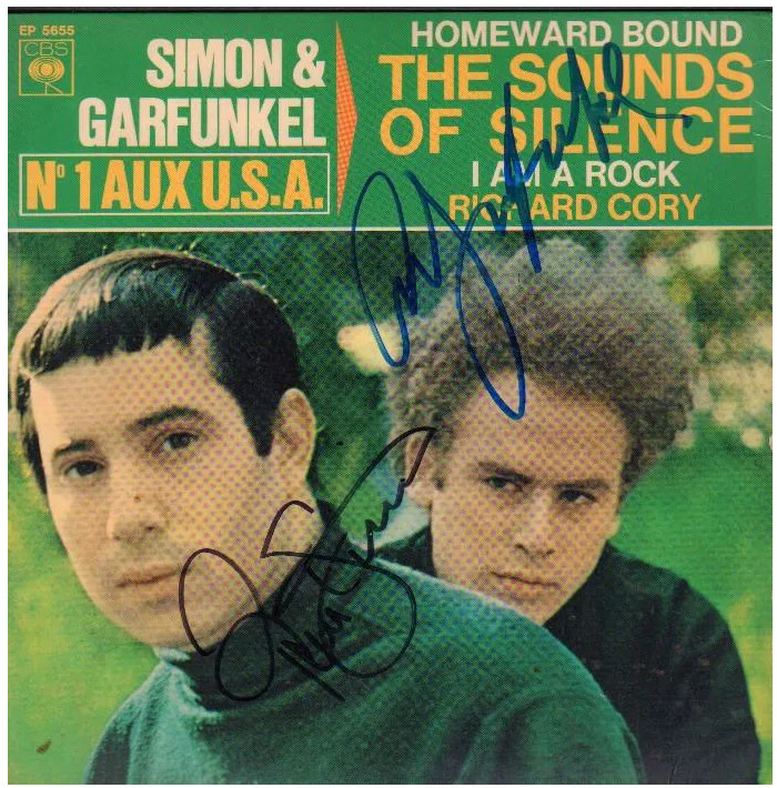 Simon and Garfunkel Signed 45 Paul Simon Art Garfunkel Rare French Record